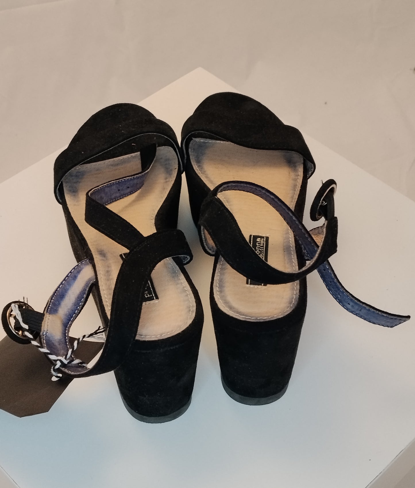 Sandali Primadonna donna taglia 37 neri eleganti con zeppa