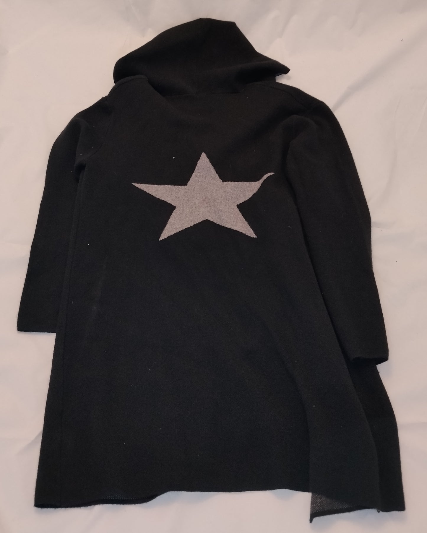 Cappotto Donna Nero con Cappuccio Taglia L Cardigan Lungo Elegante