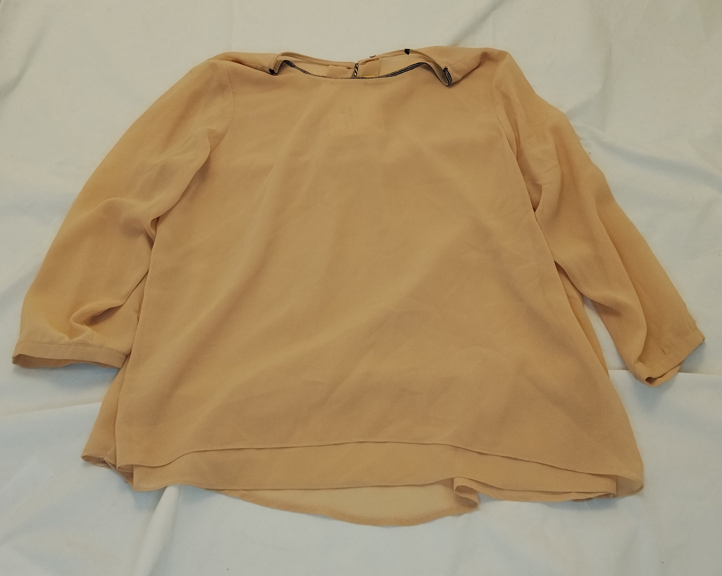 Blusa Donna Pesca Taglia M Camicia Elegante Leggera Manica Lunga