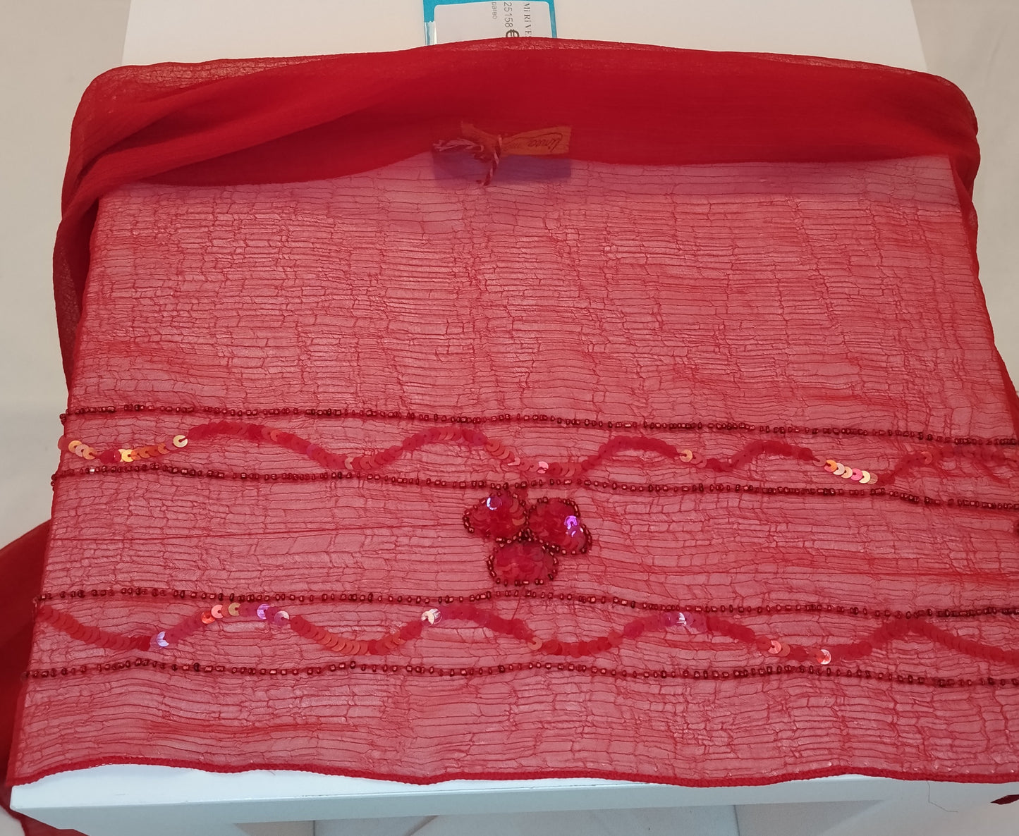 Pareo Donna Rosso con Paillettes Copricostume Mare Elegante