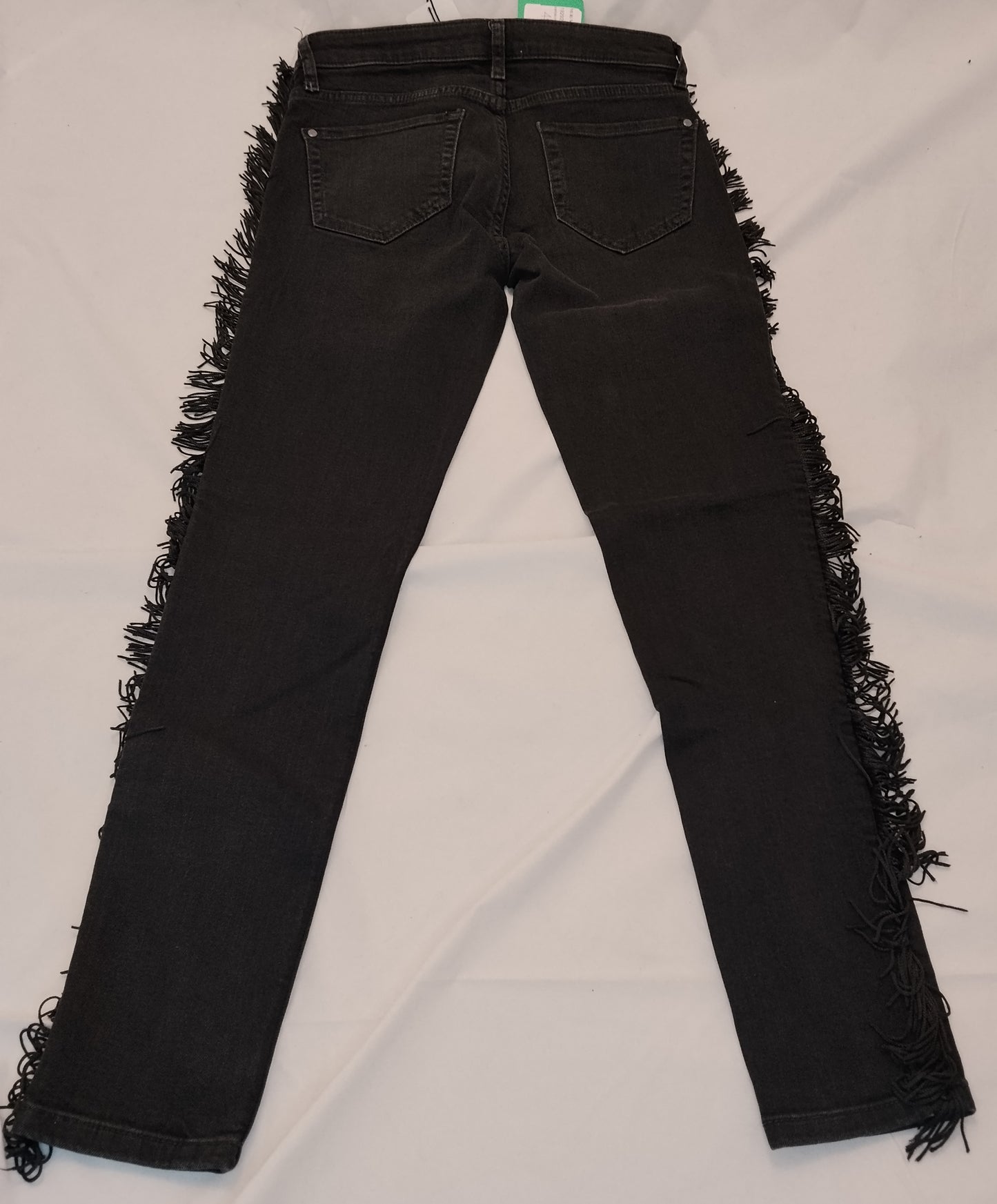 Jeans Donna MNG Denim Nero con Frange Laterali Taglia 40 Pantaloni Skinny Nuovi con Cartellino