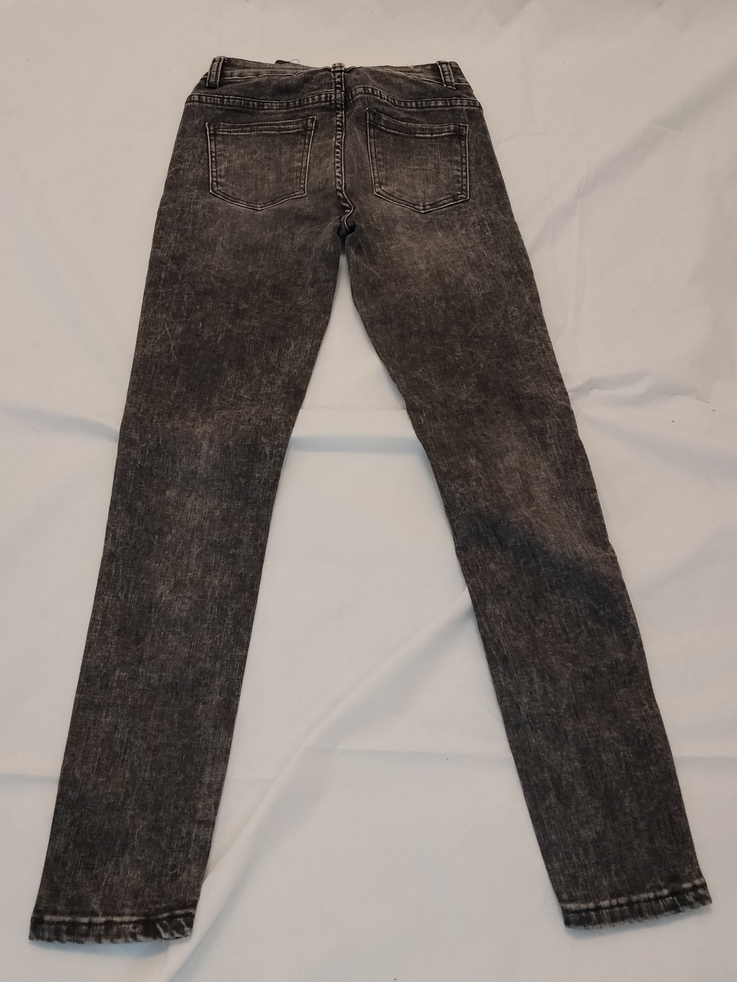 Jeans Donna Me & Me Grigio con Strass e Perle Taglia XS Pantaloni Skinny Nuovi con Cartellino