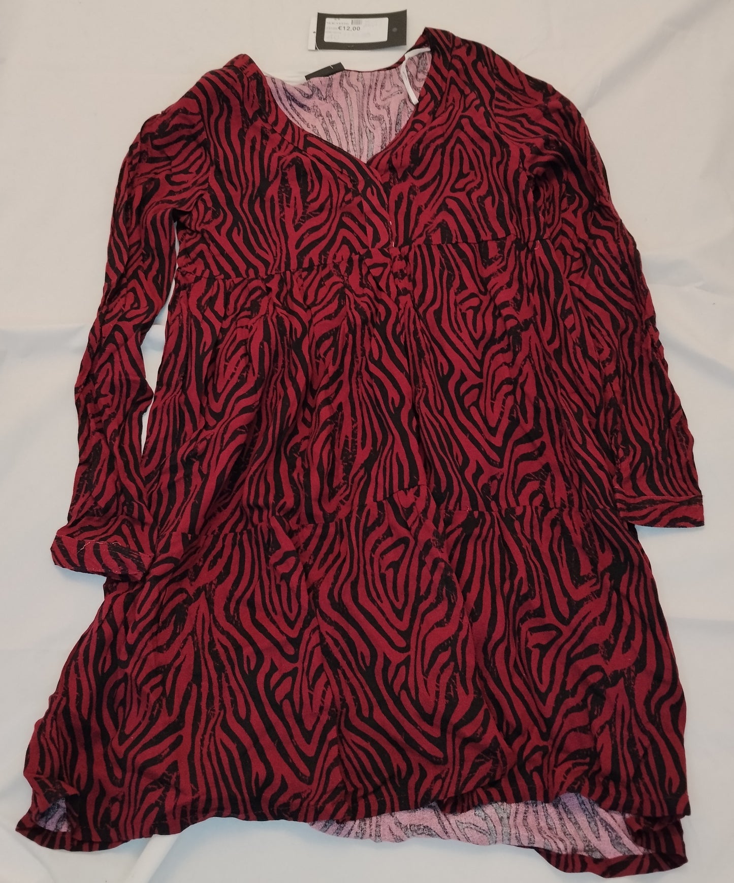 Abito Donna Janina Rosso Nero Fantasia Animalier Taglia 40