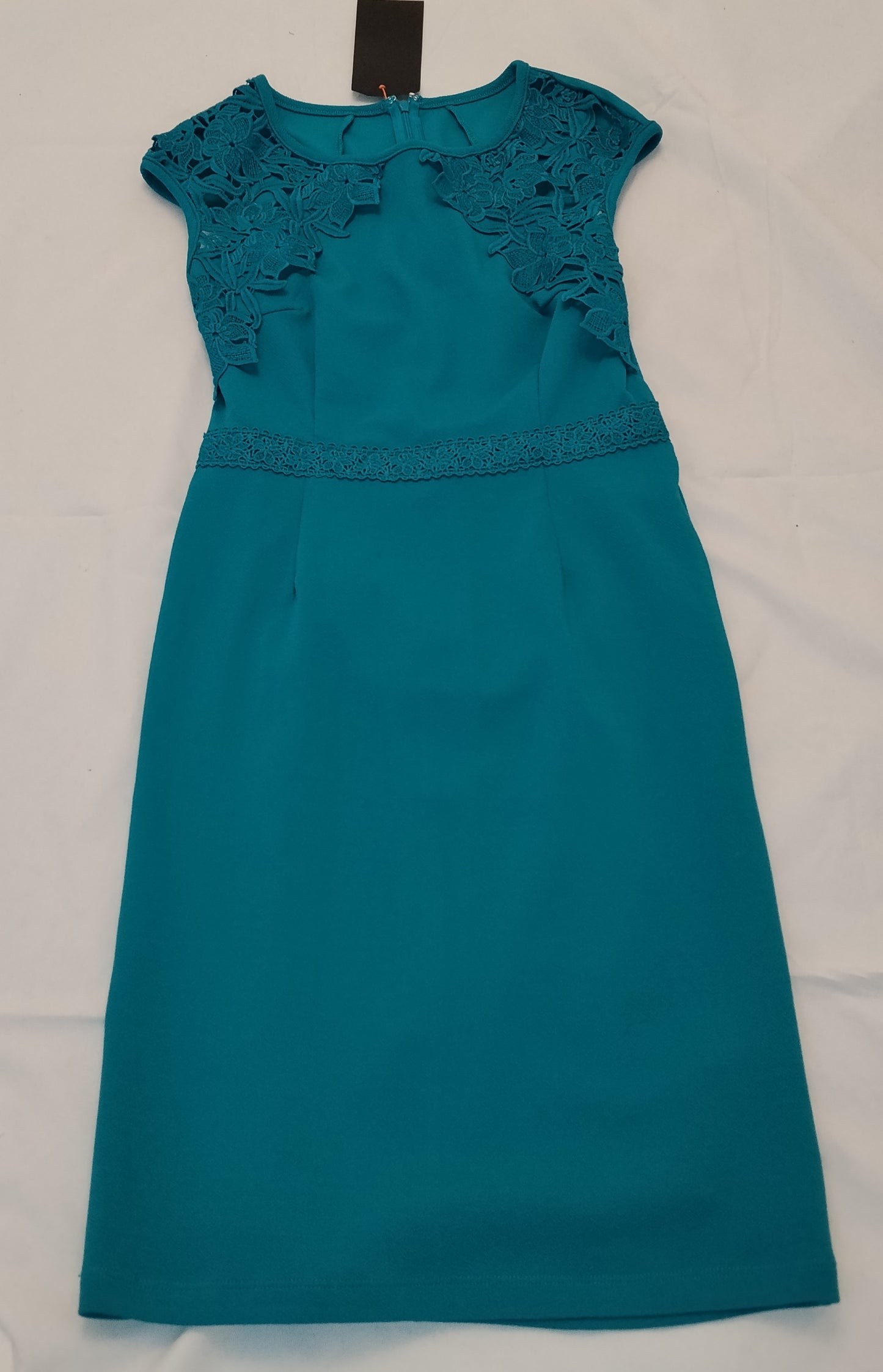 Abito Donna Avon Verde Petrolio Elegante Pizzo Taglia 40 42
