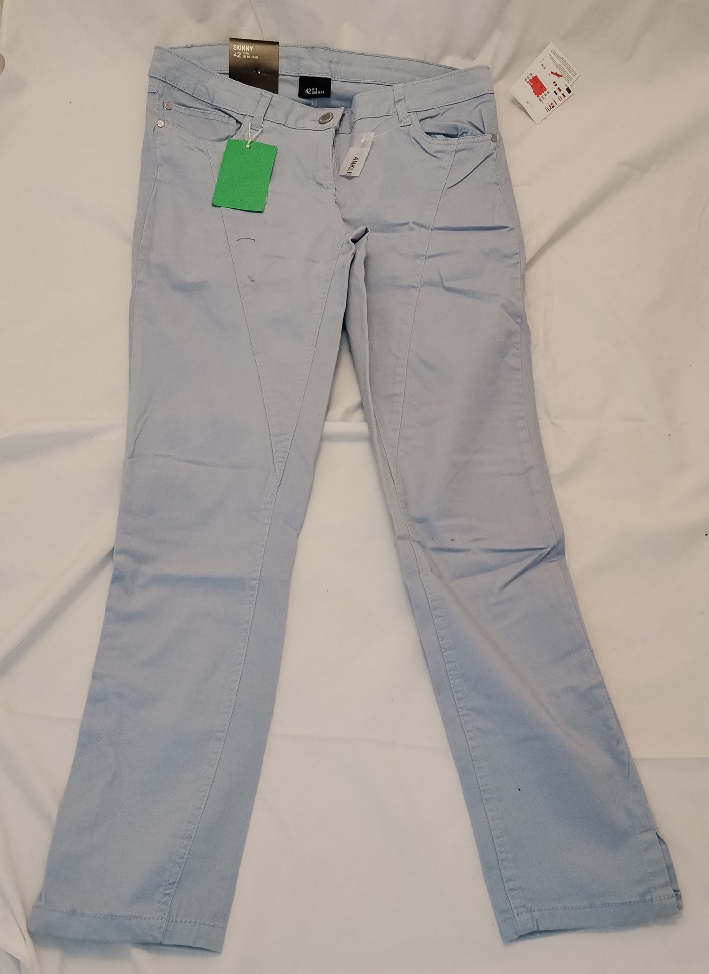 Pantaloni Donna Azzurri Skinny Taglia 48 Vita Media Casual Elegante