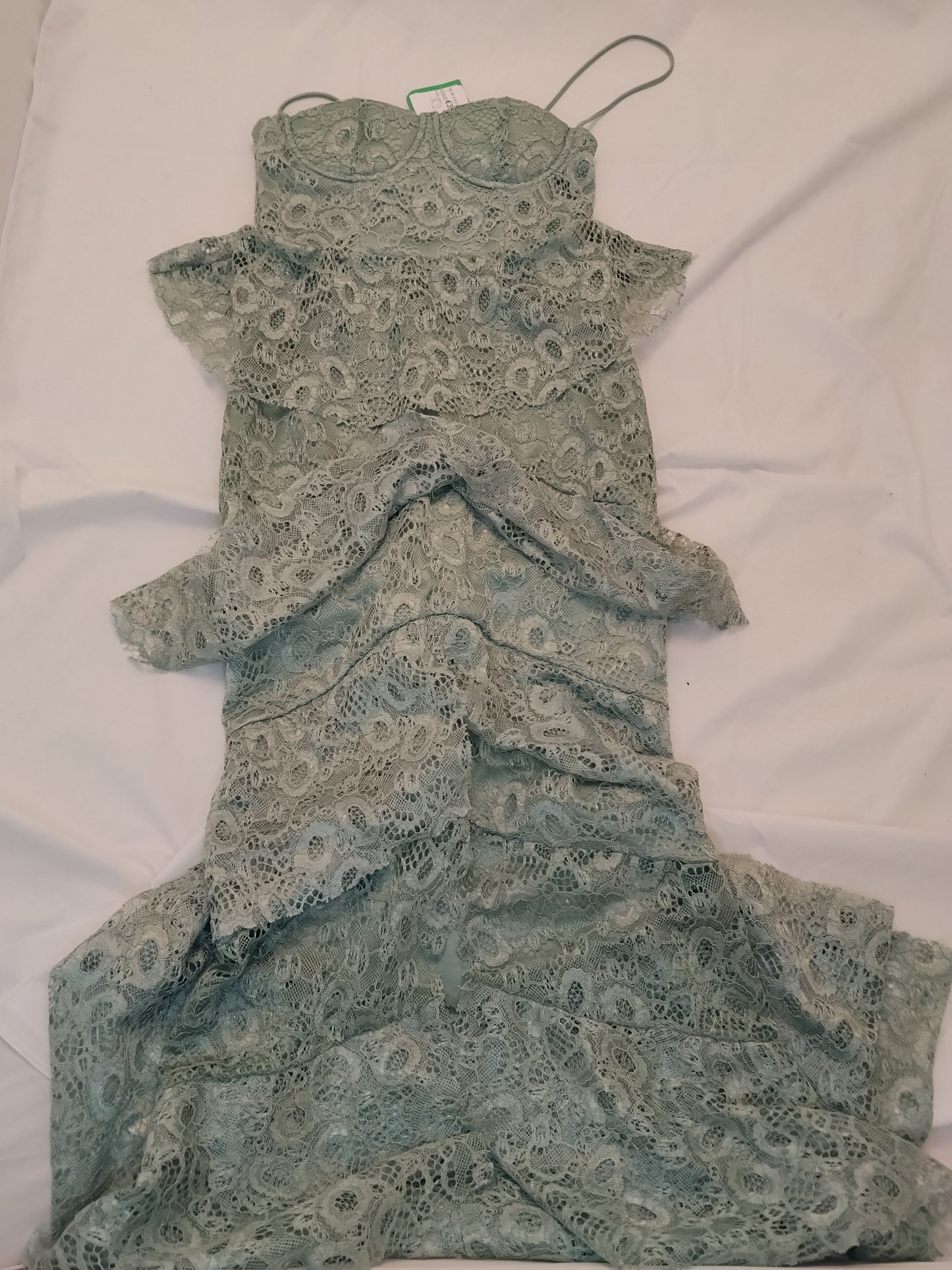 Vestito Donna Trendyol Pizzo Verde Acqua Taglia 42 Elegante Nuovo Con Cartellino