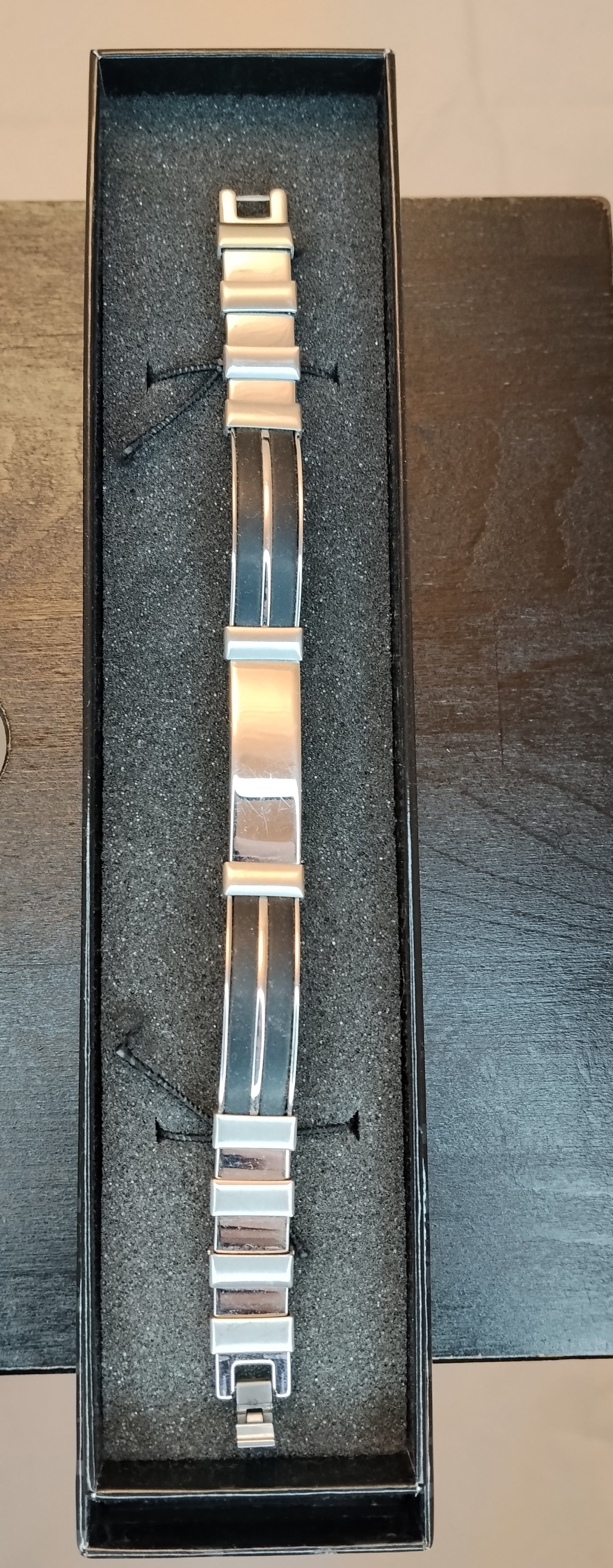 Bracciale Acciaio Uomo con Piastra Centrale Lunghezza 21 cm con Scatola