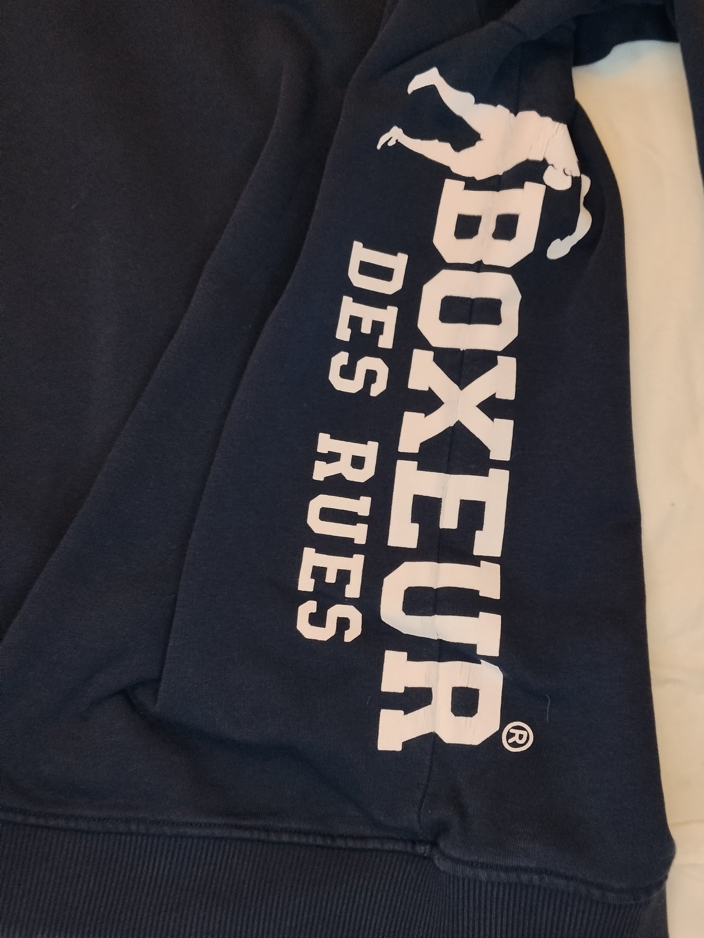Felpa Boxeur des Rues blu taglia L – Girocollo con stampa laterale