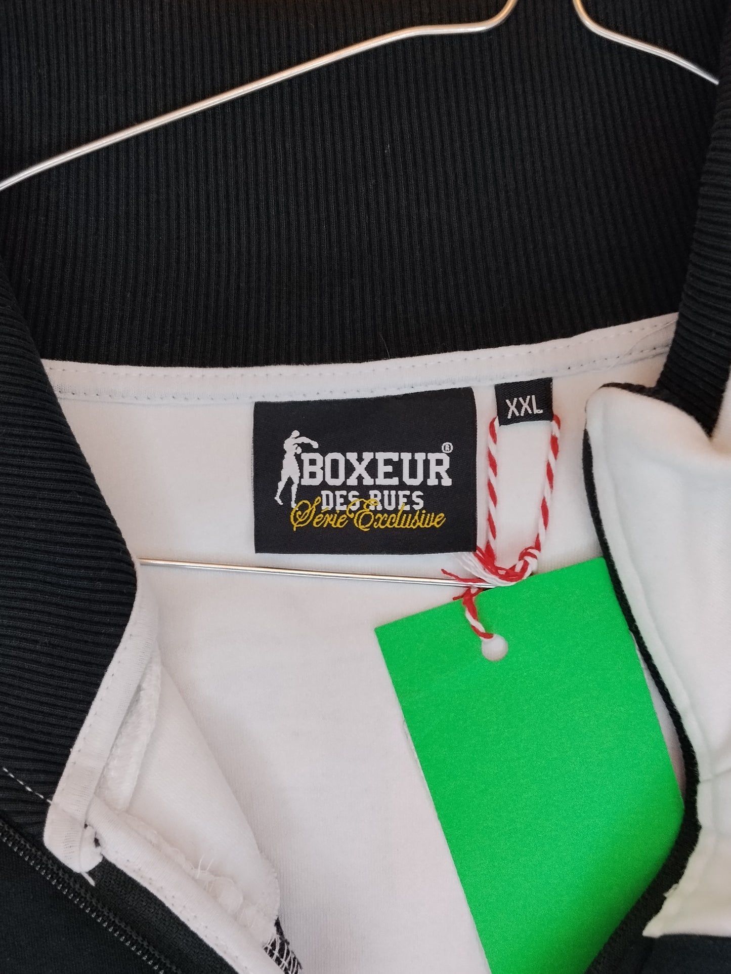 Felpa Uomo Boxeur des Rues Bianco Nero Zip XXL Sportiva