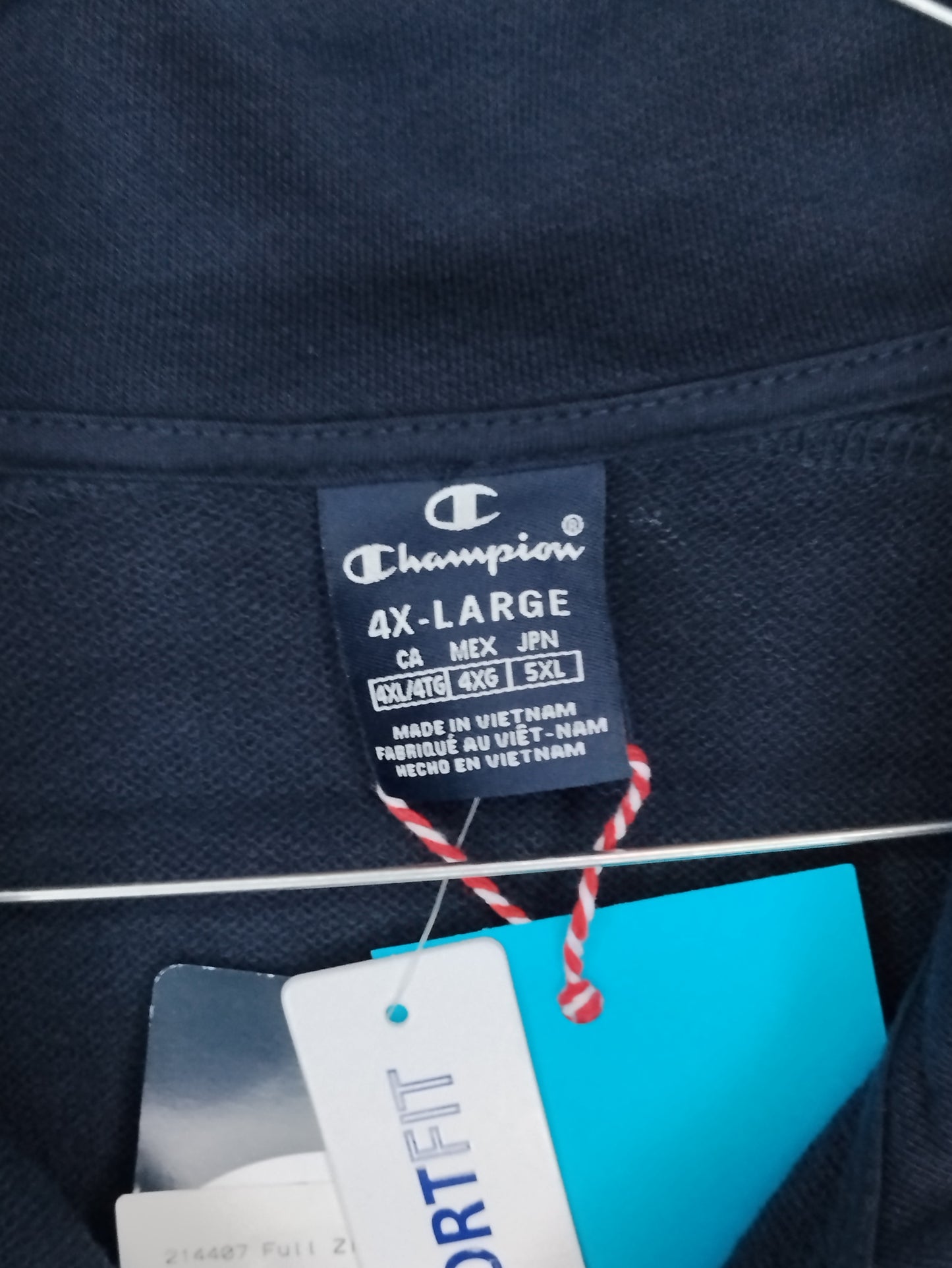 Felpa Uomo Champion Blu Zip XXXXL Nuova con Cartellino Sportiva