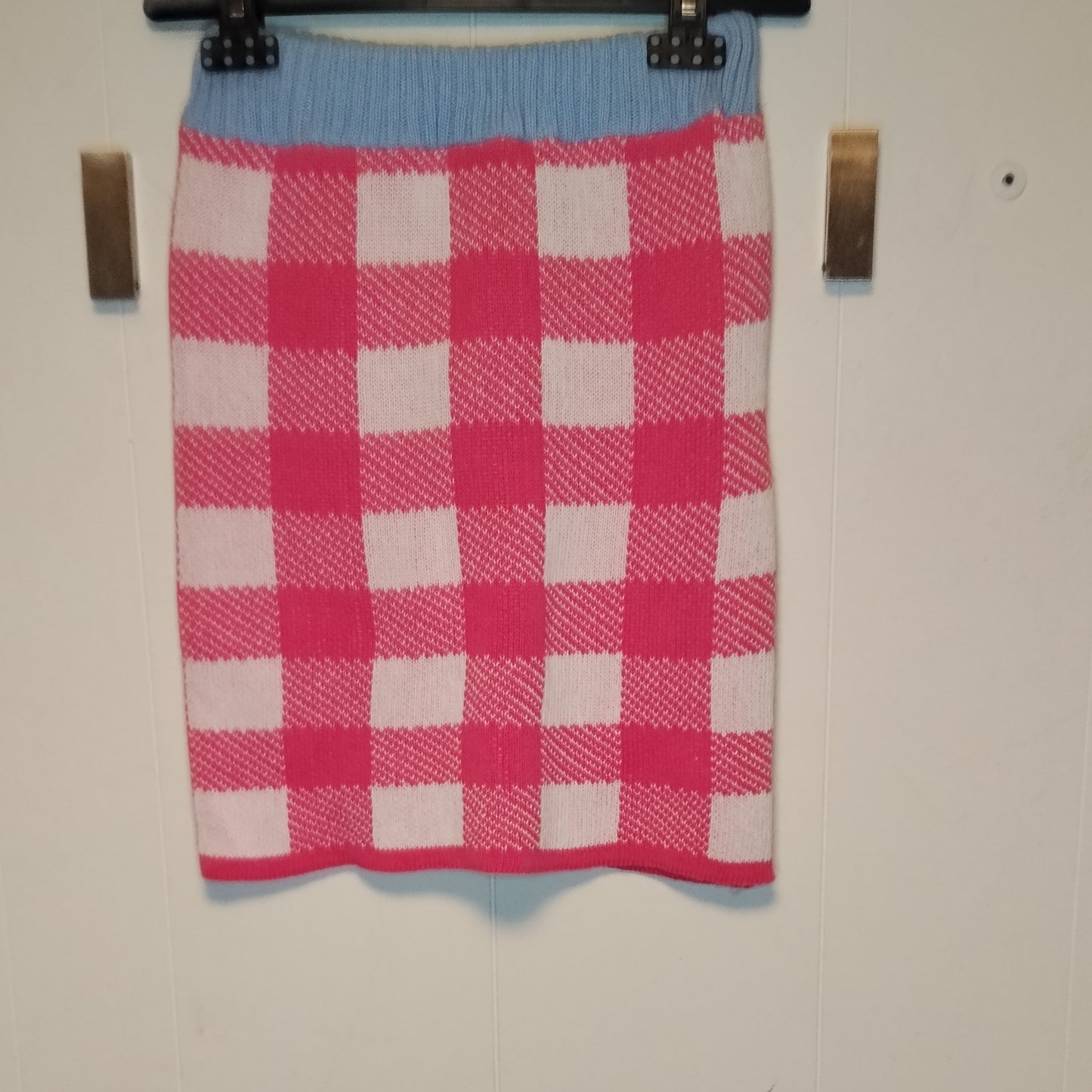 Gonna Donna Fantasia Quadri Rosa Maglia Elasticizzata Taglia 36
