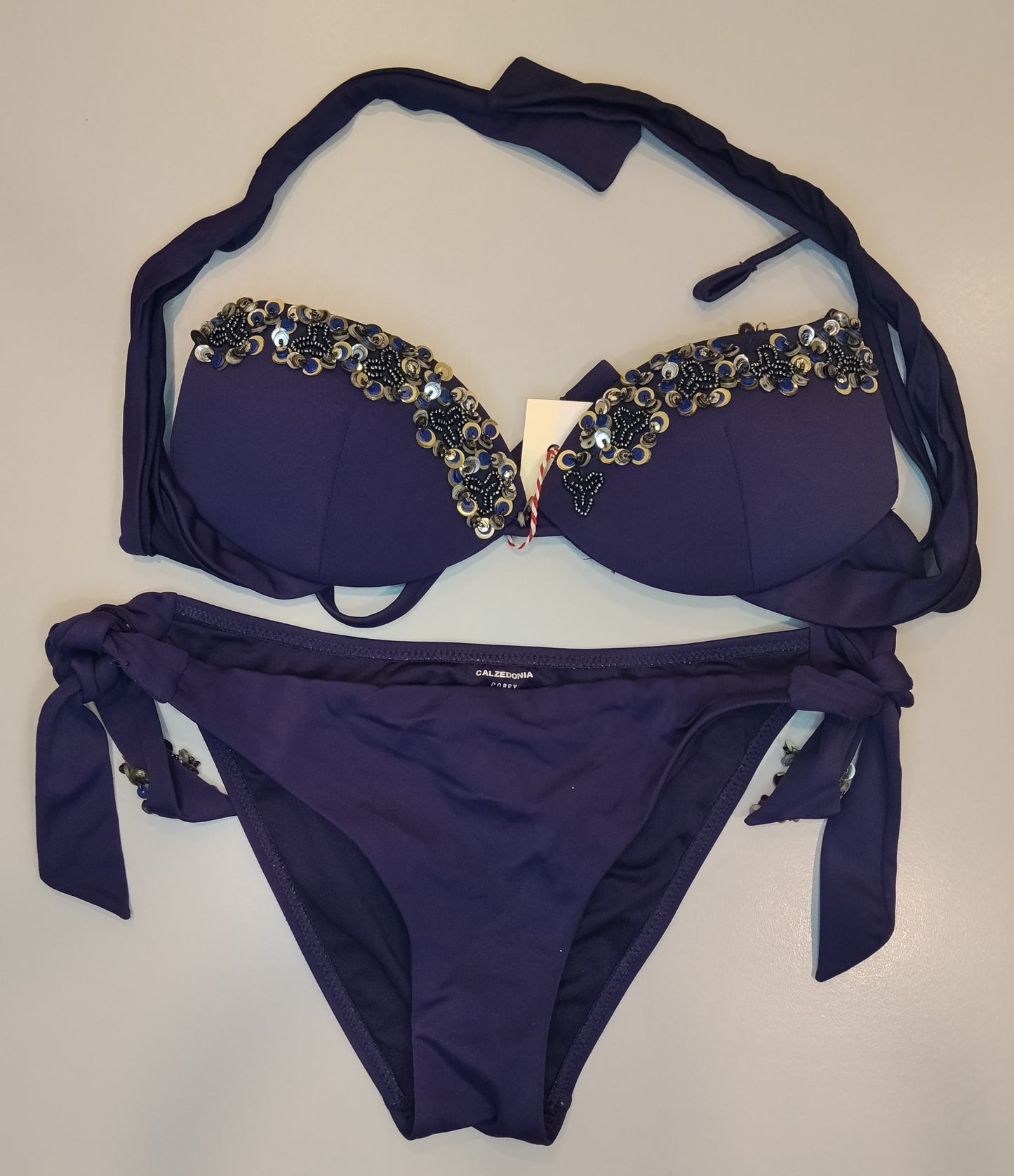 Bikini Donna Calzedonia Viola Con Applicazioni Costume Mare Taglia 2