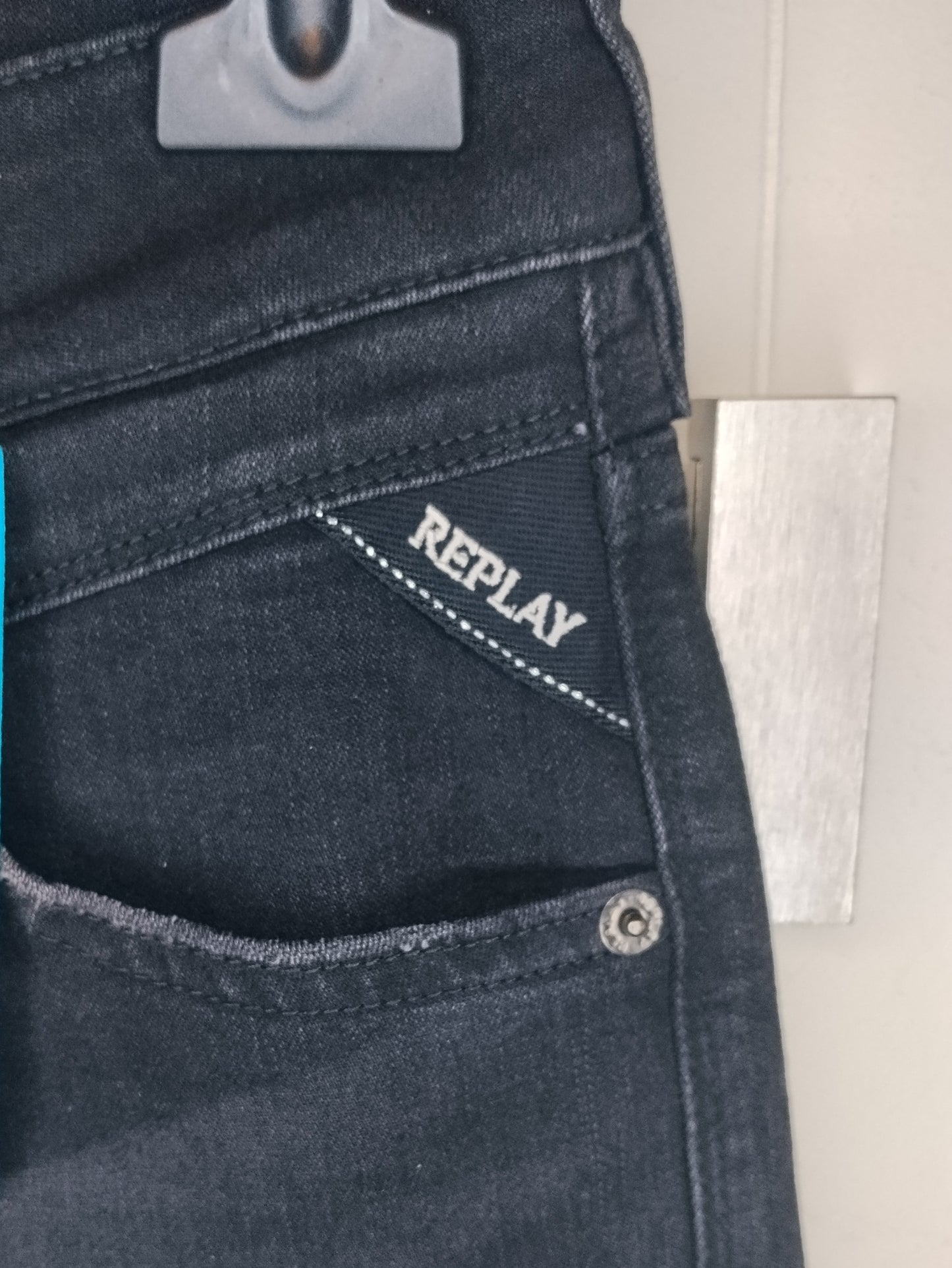 Jeans Donna Replay Blu Scuro Slim Fit Vita Alta Taglia 38