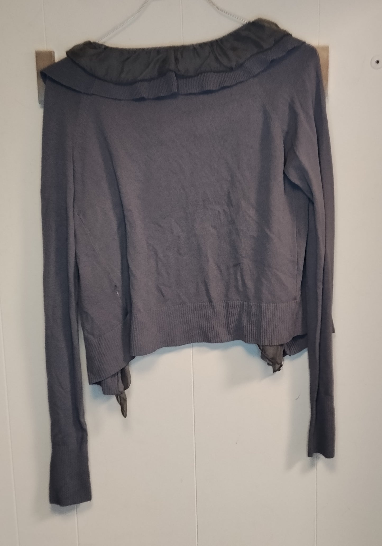 Cardigan Donna Oltre Grigio con Volant Elegante Taglia M