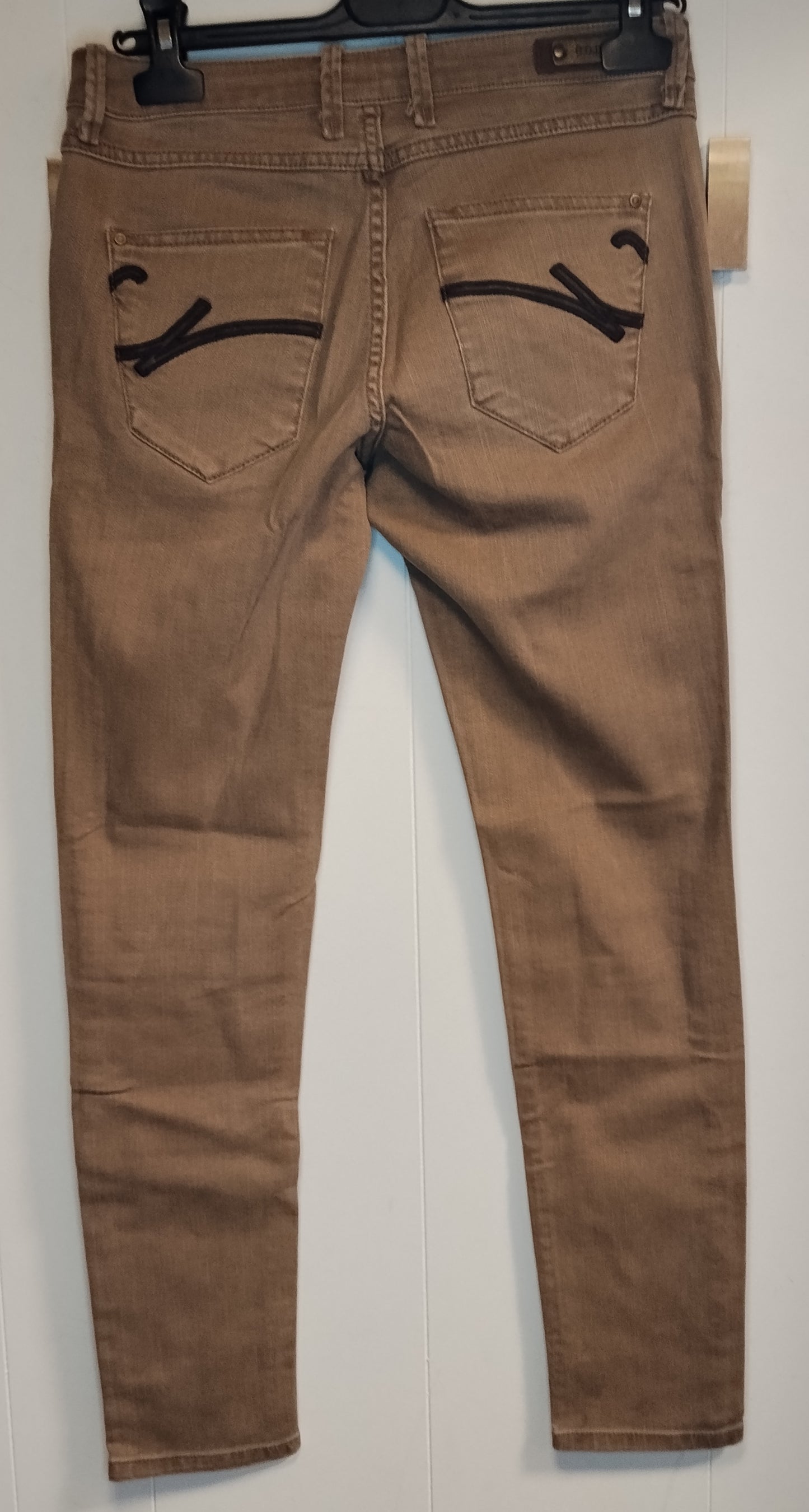 Jeans Donna GODD Beige Slim Fit con Dettaglio Nero Taglia 42