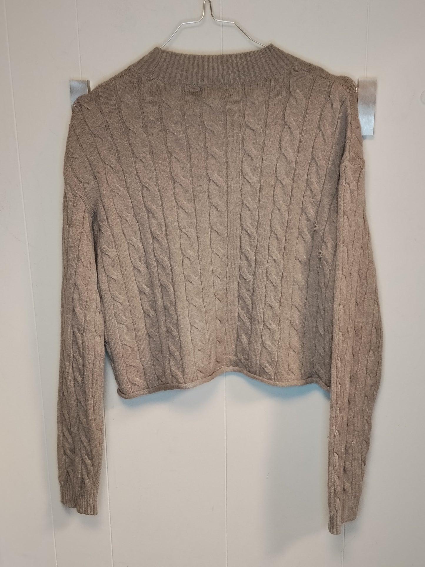Maglione cropped Calliope donna taglia XS beige trecce collo alto