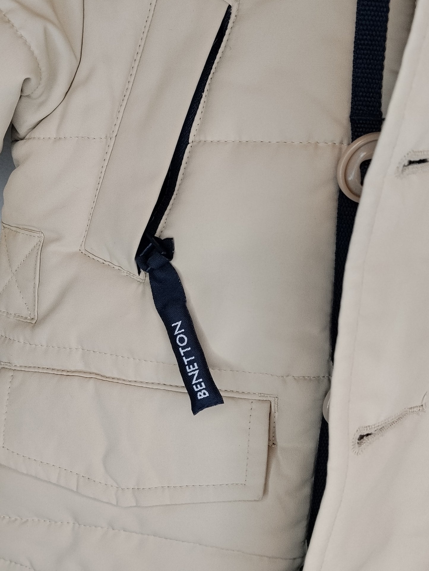 Giubbotto Bambino Benetton Beige 12 Mesi 74 cm – Piumino con Cappuccio Invernale