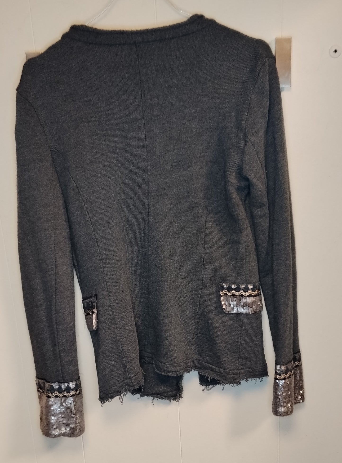 Cardigan Donna Grigio con Paillettes Taglia S – Maglia Elegante Casual