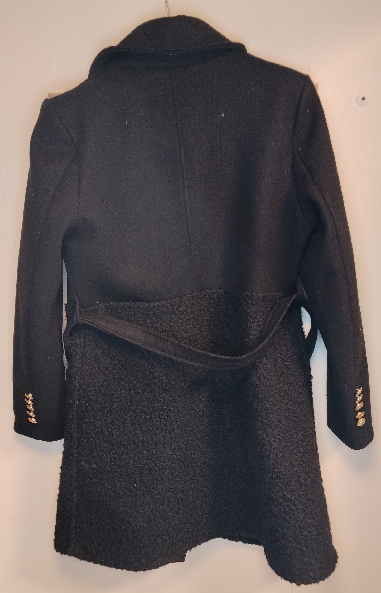 Cappotto Donna Nero Elegante Doppiopetto – Bottoni Gioiello Taglia M