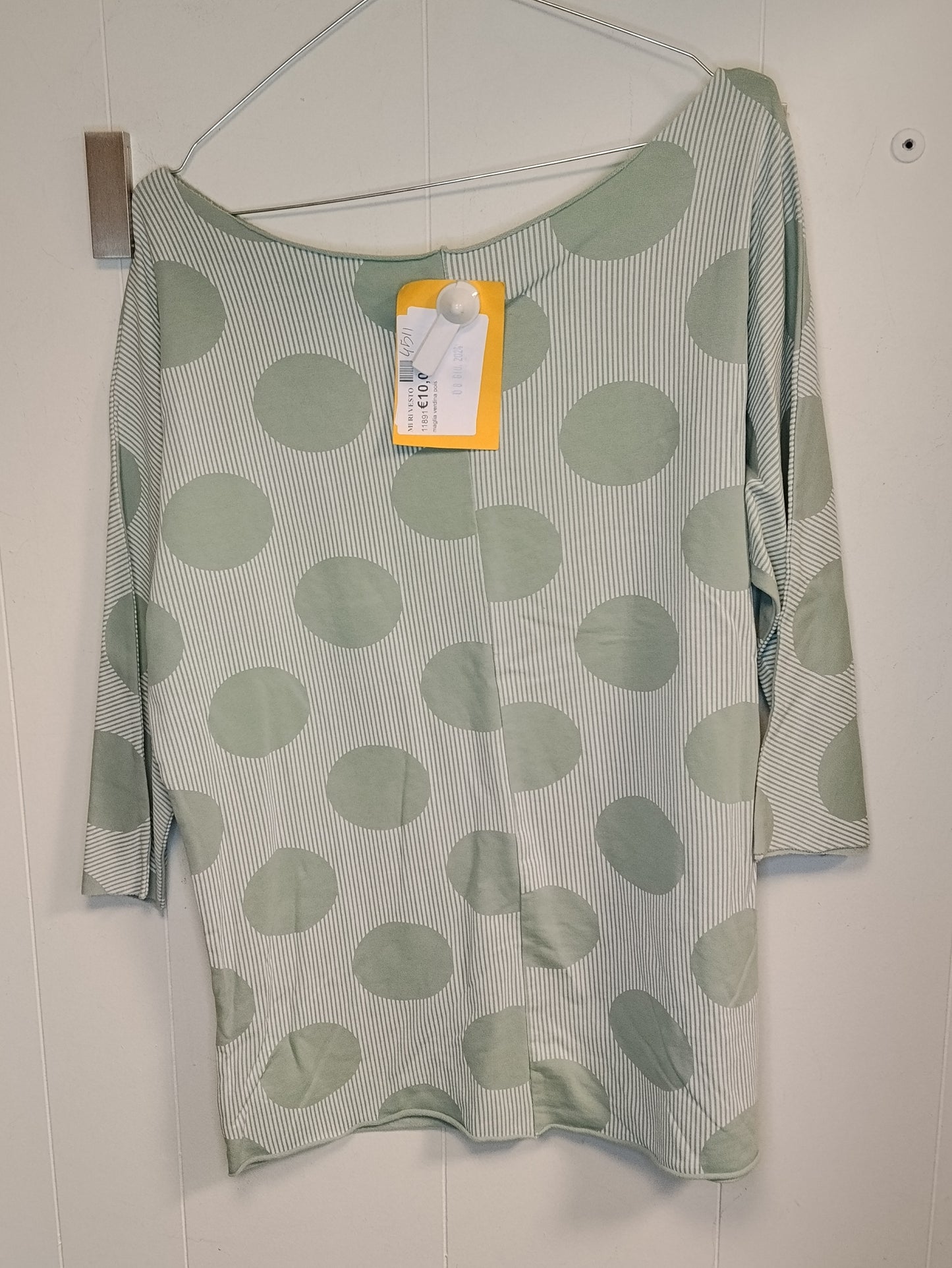 Blusa Donna Verde a Pois – Maglia Leggera Manica 3/4 Taglia M