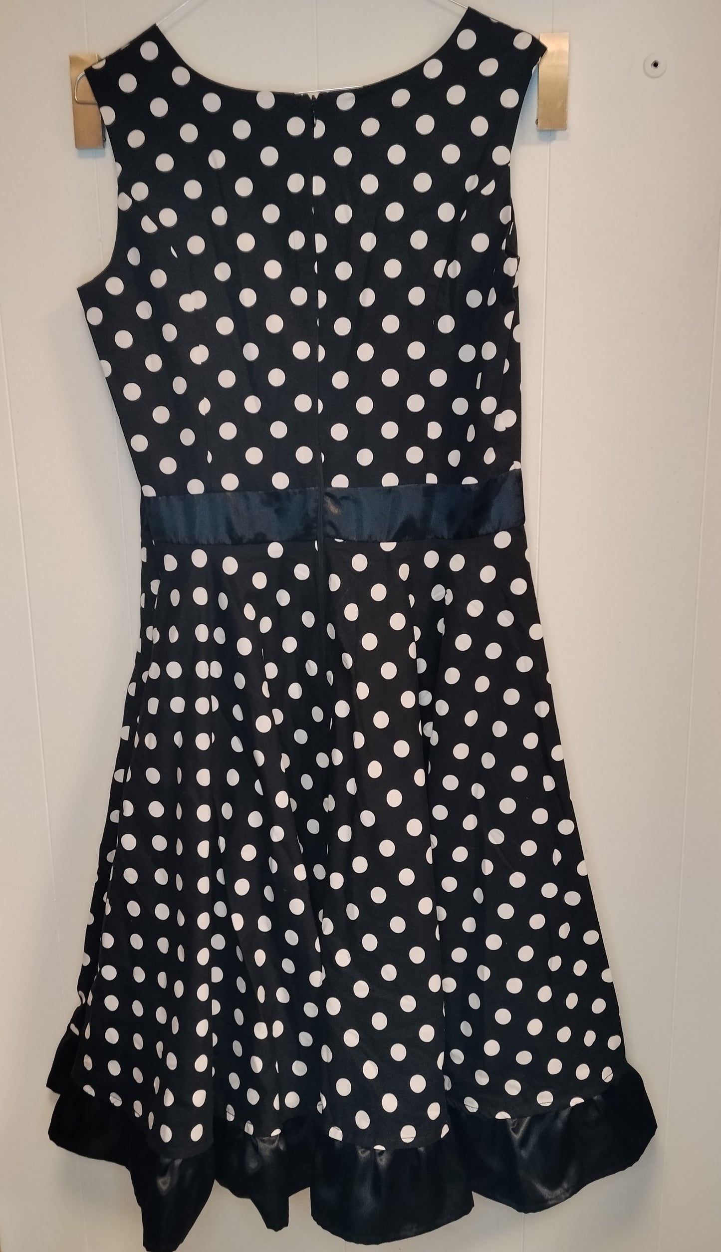 Abito Donna Fifties Chic Pois Blu – Vestito Stile Vintage Anni 50 Taglia L