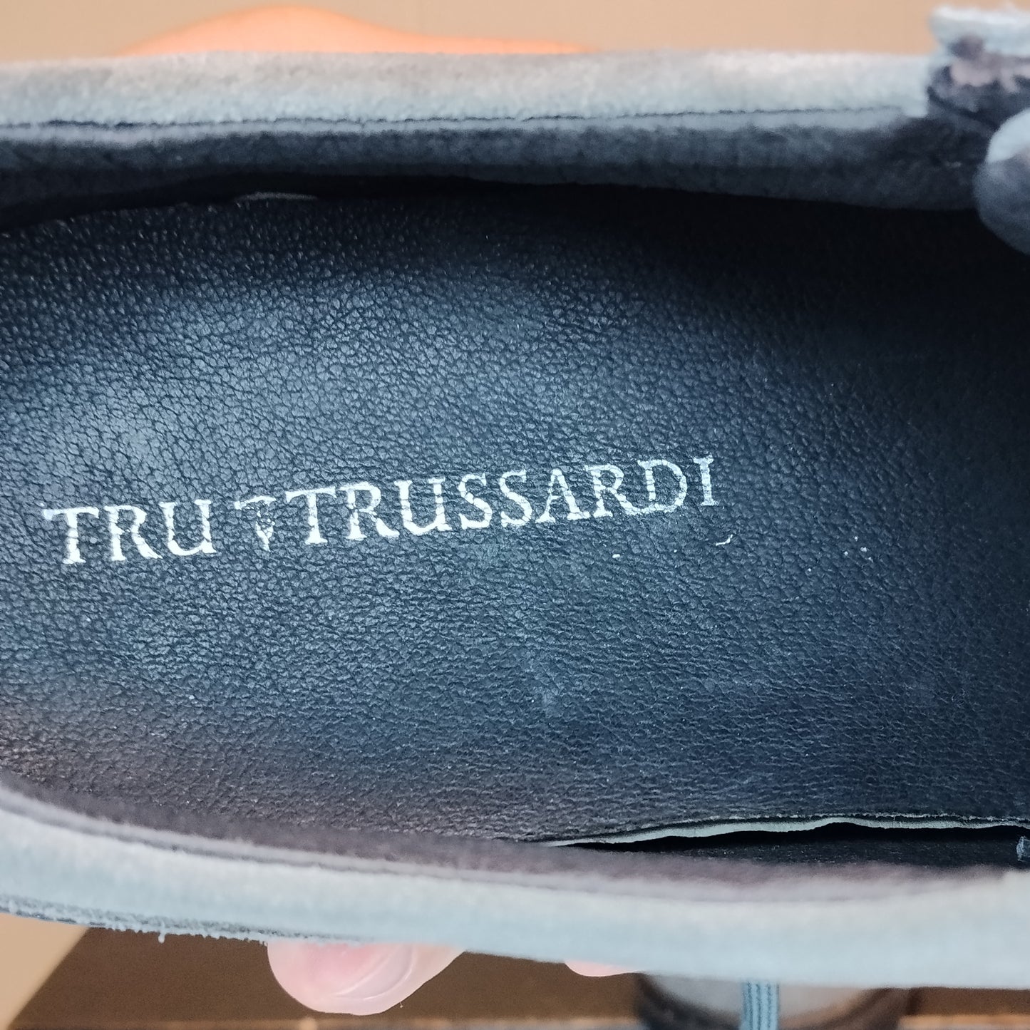 Sneakers Uomo Trussardi Taglia 46 Grigio Pelle Casual Eleganti
