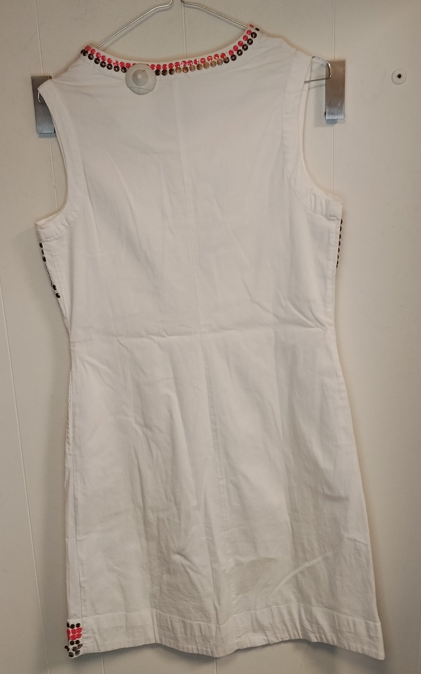 Vestito Donna Almatrichi Bianco Ricami e Paillettes Taglia 46 Estivo