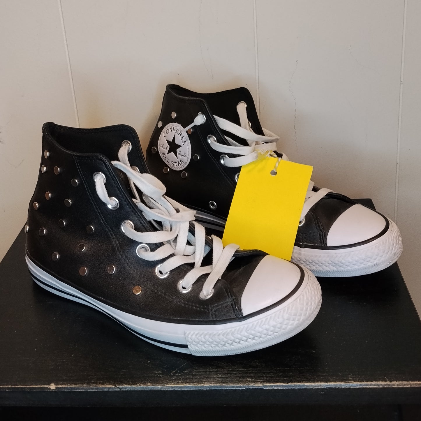 Converse All Star 38 Nere Borchie Alte Donna Sneakers