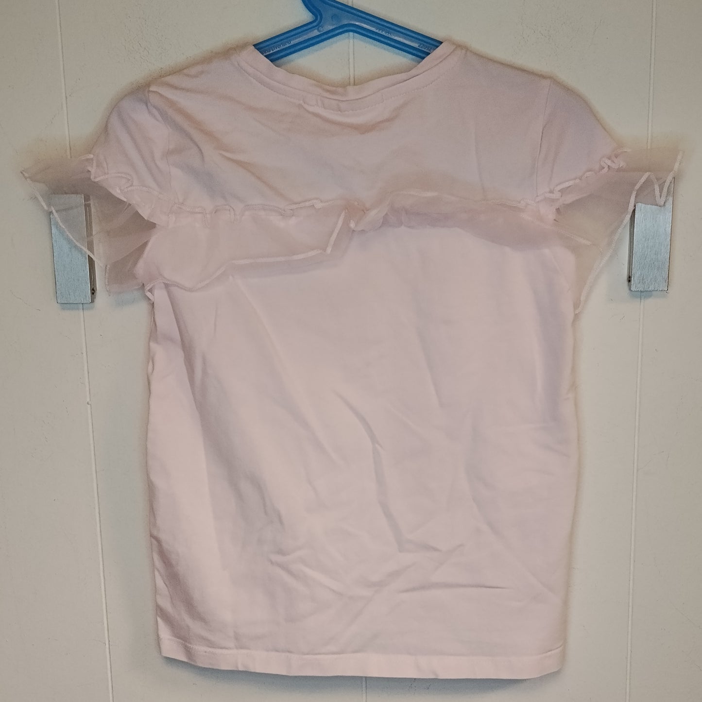Maglia bambina OVS rosa 7-8 anni 128 cm con volant maniche corte elegante