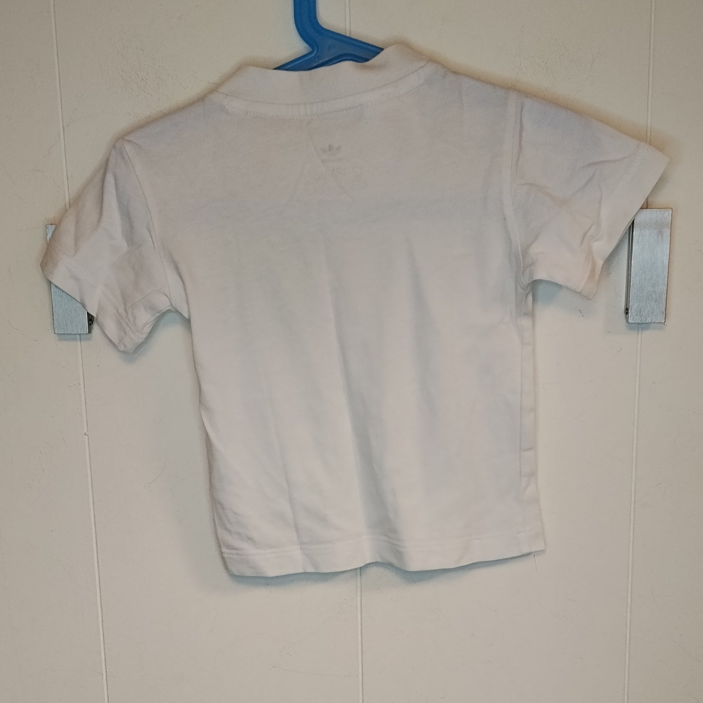 T-shirt Adidas bambina bianca logo rosa 12-18 mesi cotone manica corta