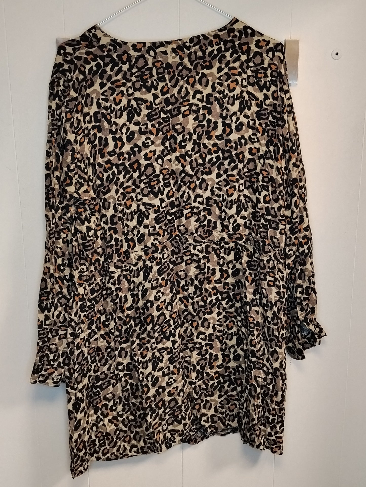 Vestito Janina leopardato taglia 46 donna abito leggero manica lunga casual chic
