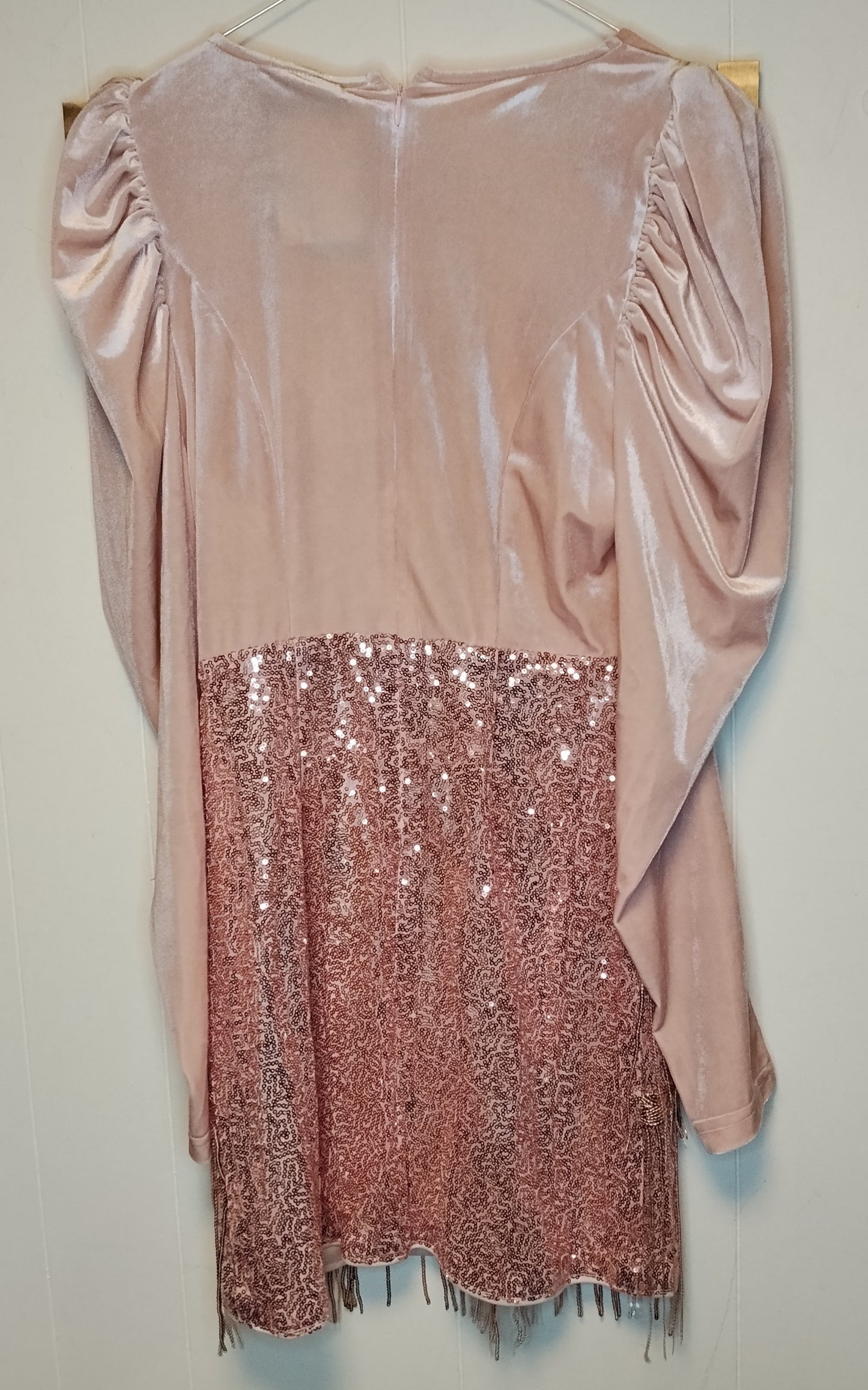 Vestito donna Double Crazy rosa cipria velluto e paillettes taglia S elegante sera