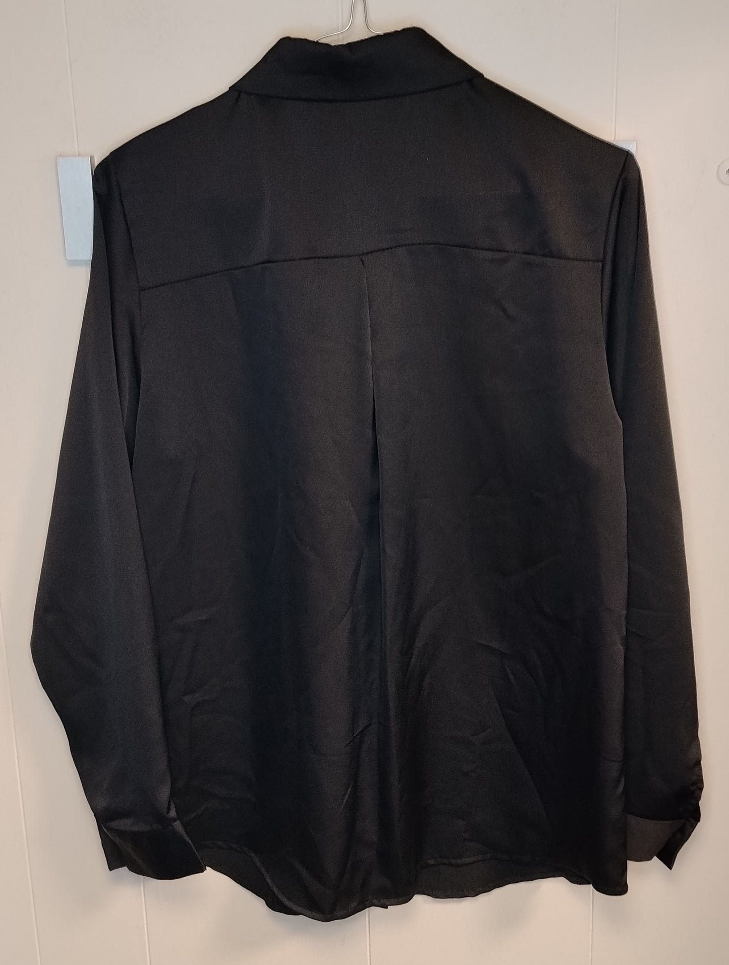 Camicia Donna Nera Satinata Taglia M Elegante Manica Lunga