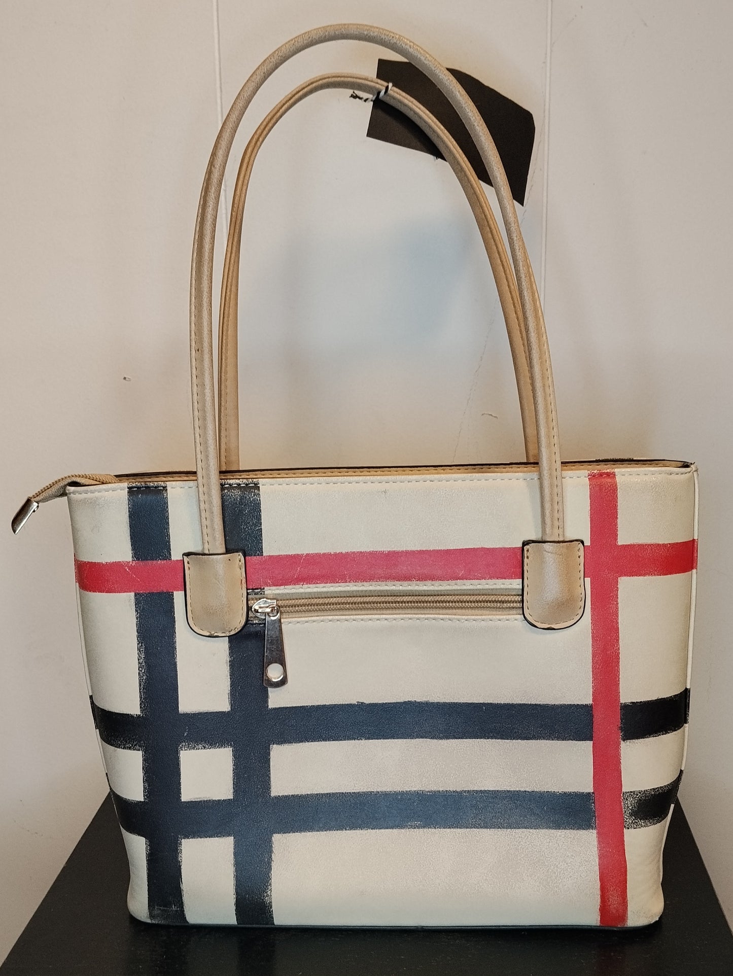 Borsa Donna Fantasia Check Beige Shopper Elegante Senza Marca