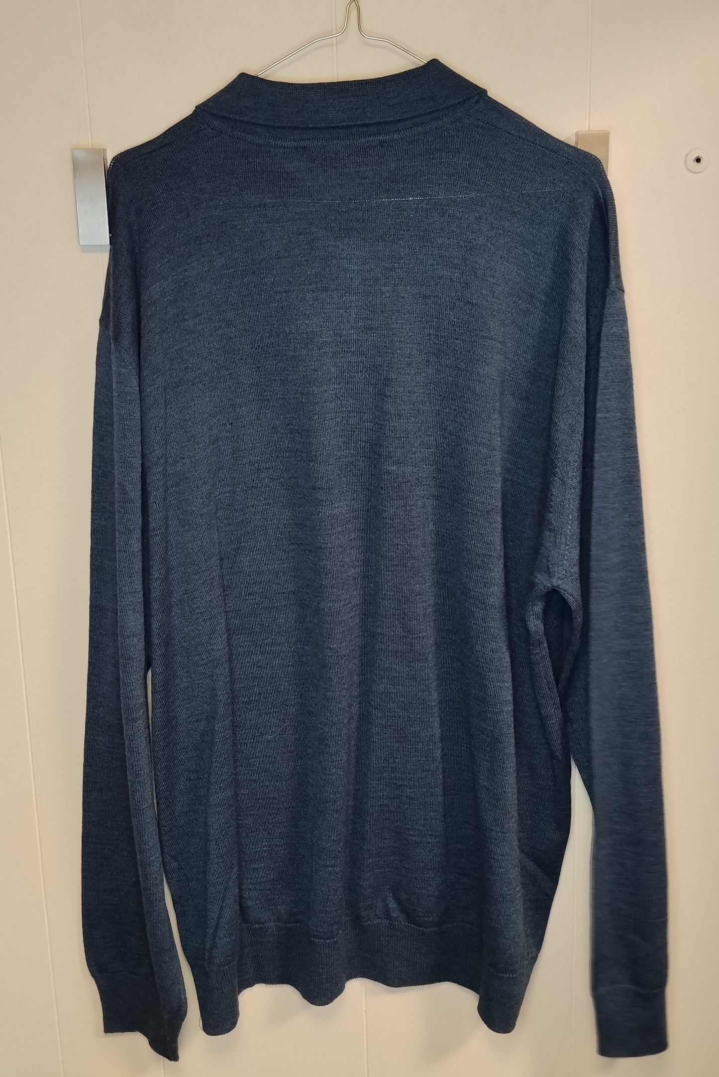 Polo Uomo Moniti Blu Manica Lunga Taglia 6XL Maglia Casual