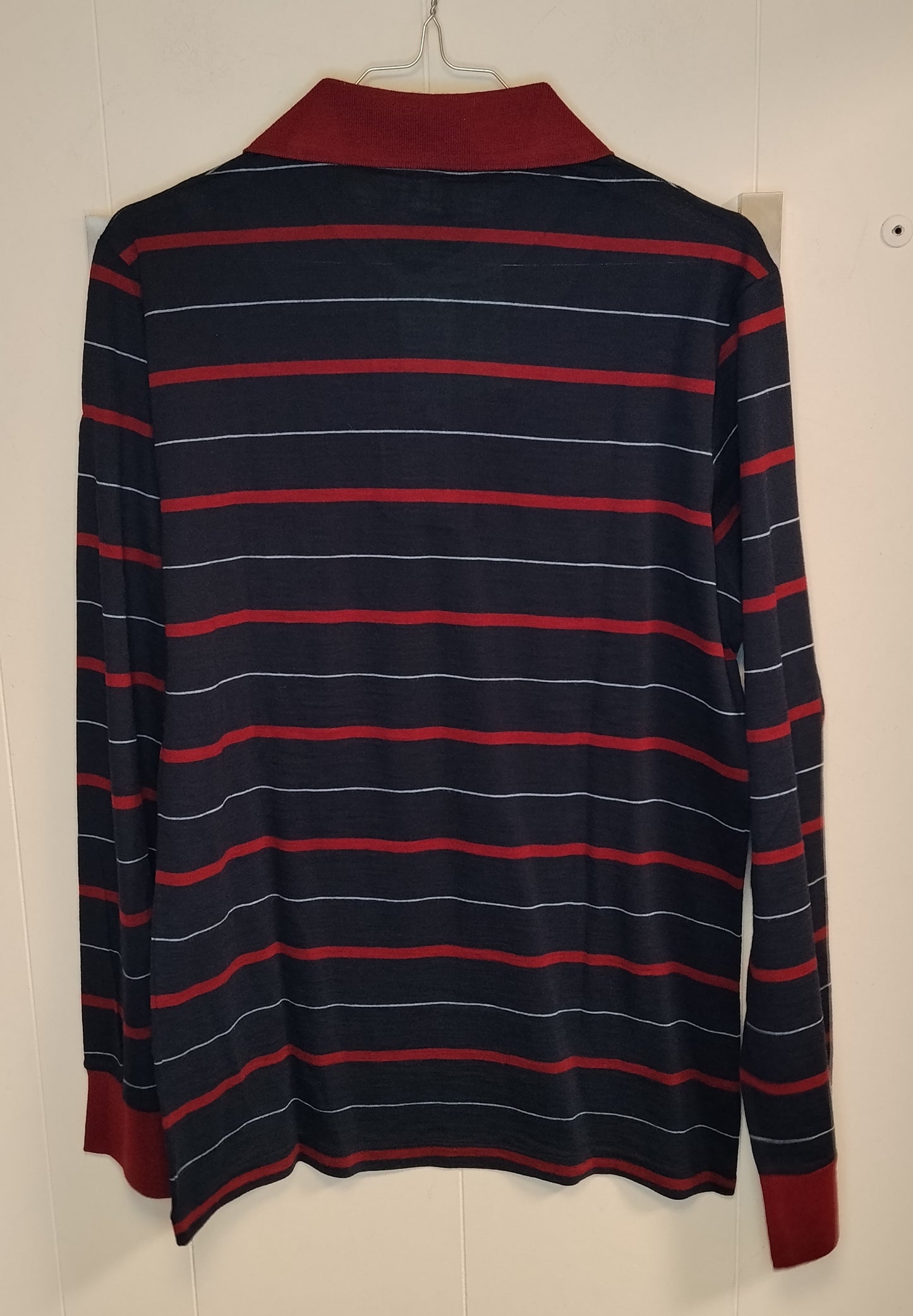 Polo Uomo Robe di Kappa Righe Blu Rosso Manica Lunga Taglia M