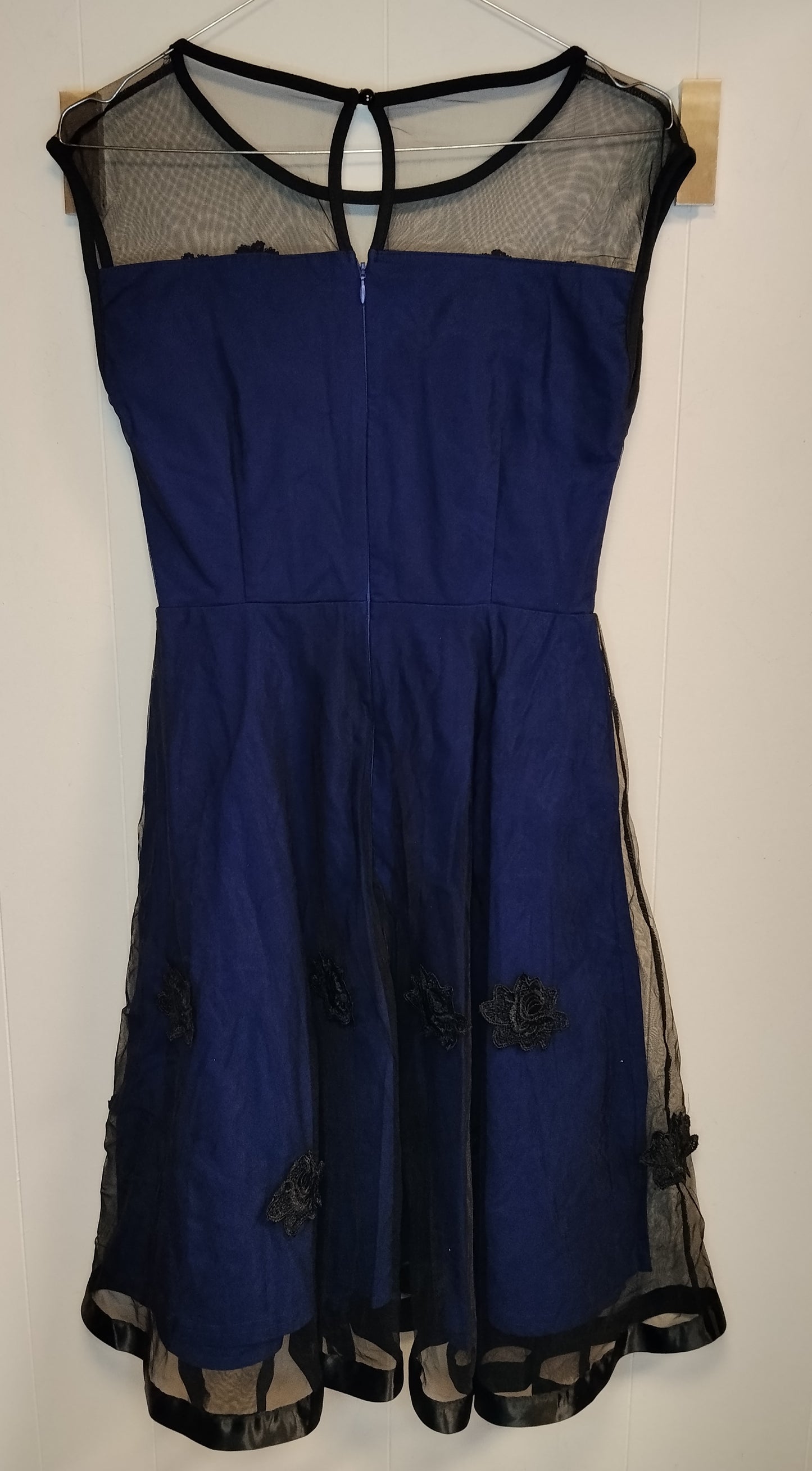 Vestito Donna Elegante Blu Miss May Taglia S Abito Cerimonia Tulle Ricami