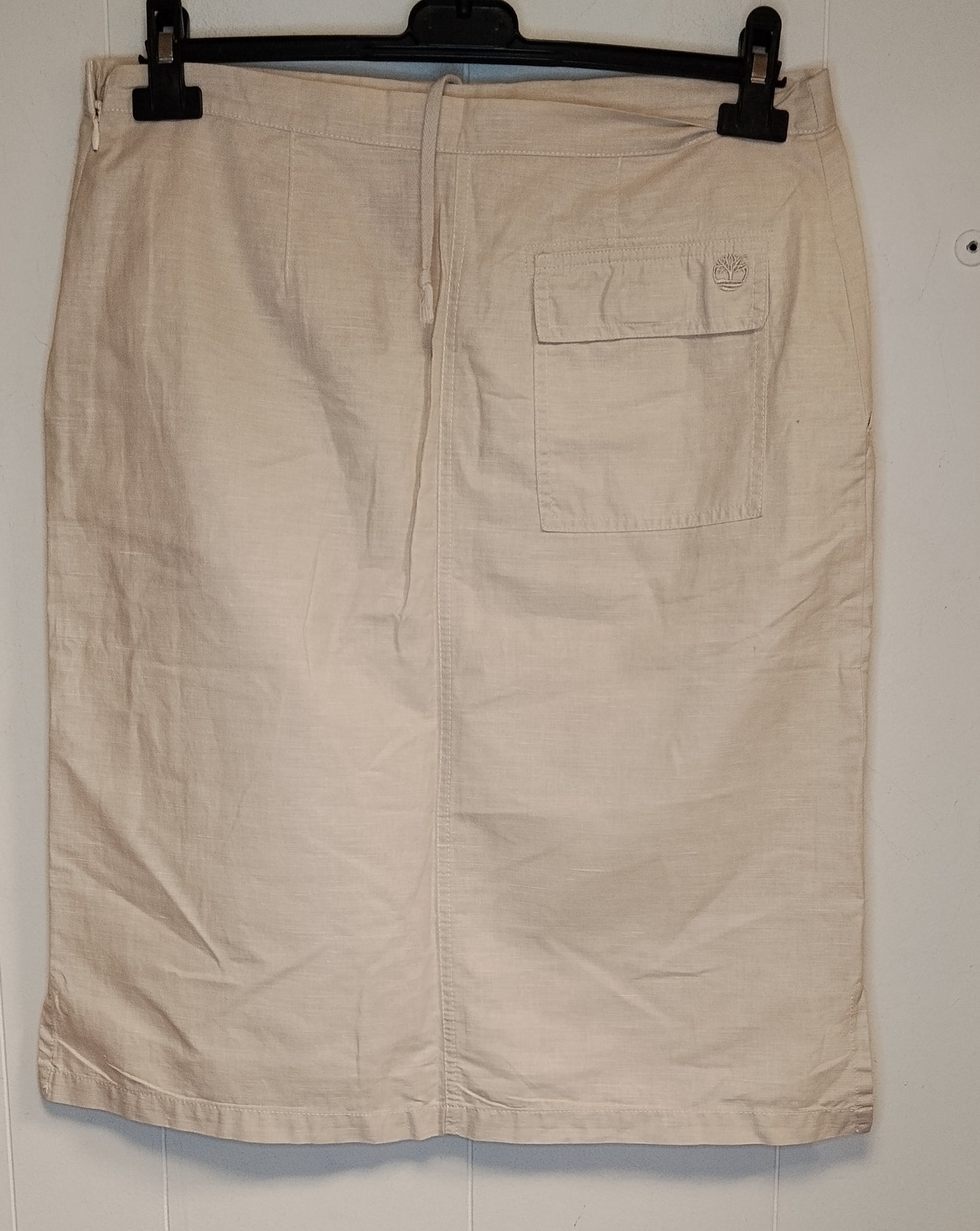 Gonna Donna Timberland Beige Taglia 44 Casual Naturale Cotone Lino Vita Elastico Ottime Condizioni