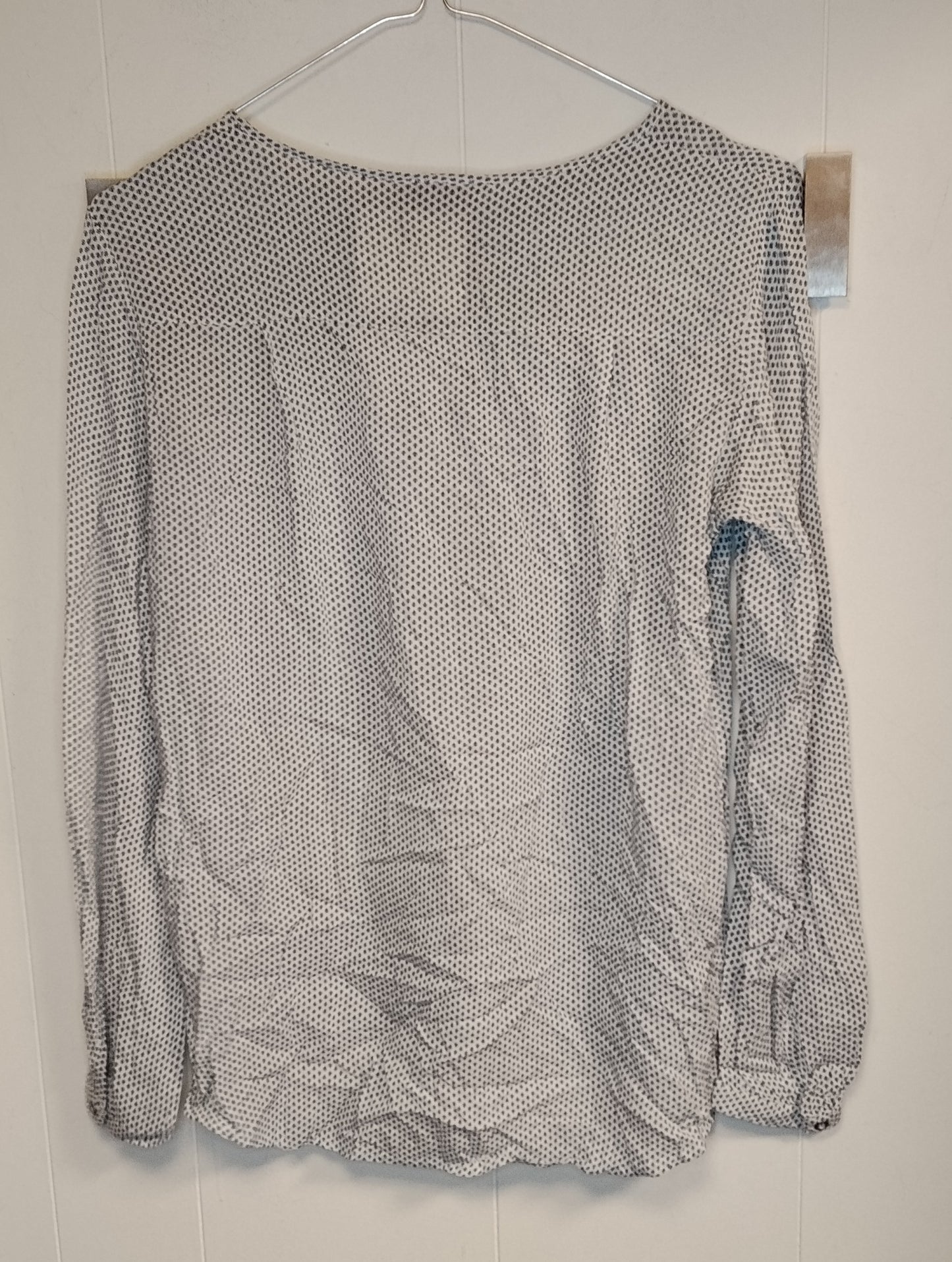 Blusa Donna Esprit Fantasia Bianco Nero Taglia 38 Camicia Leggera Elegante Casual