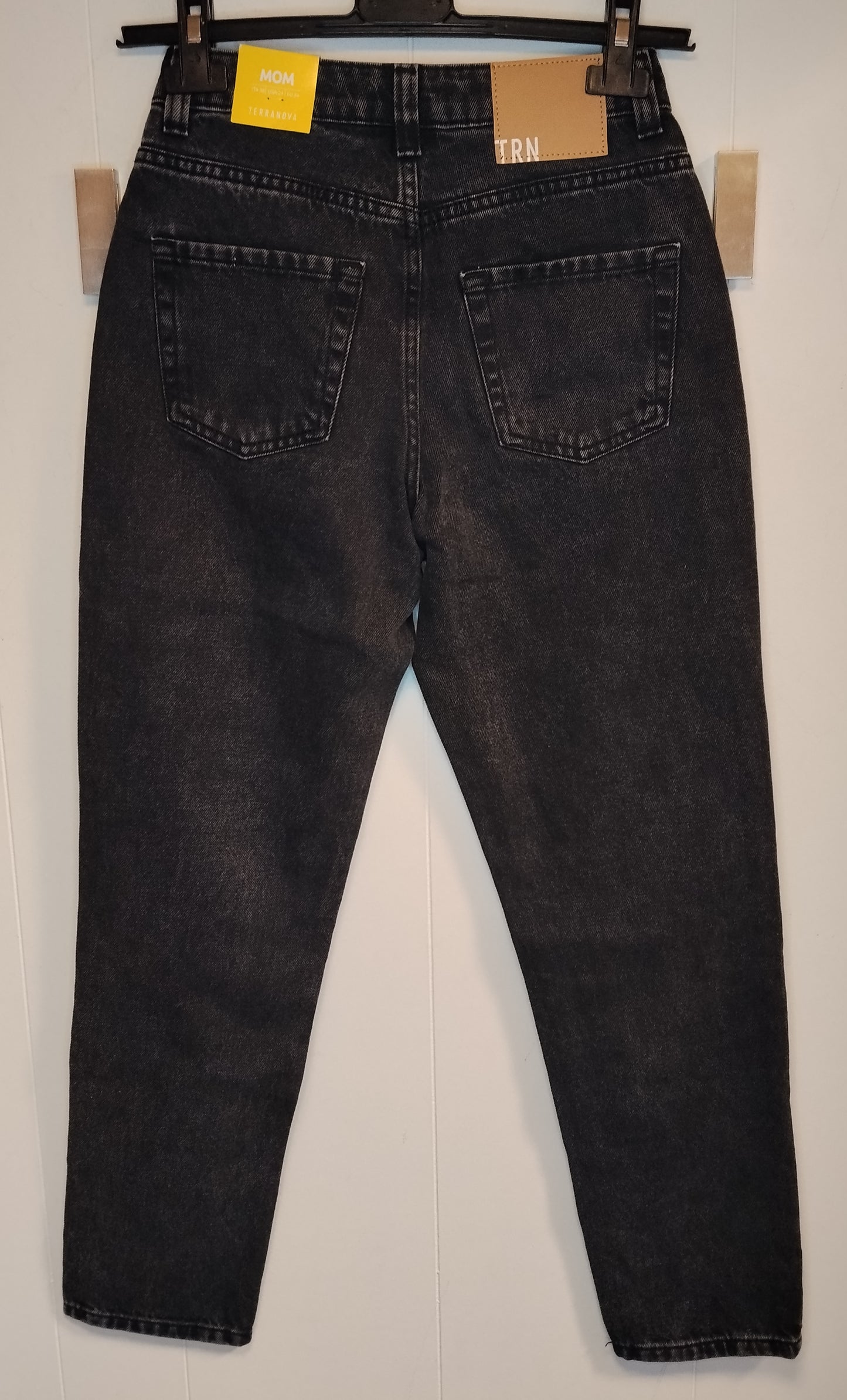 Jeans Donna Terranova Taglia 38 Nero Denim Nuovo con Cartellino