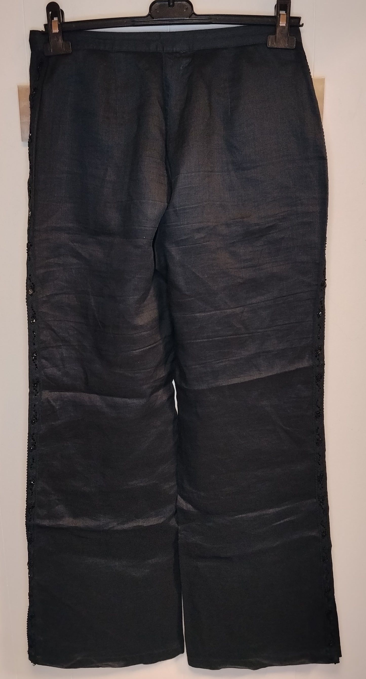 Pantaloni Donna Oltre Taglia 42 Nero Palazzo Eleganti Vita Media