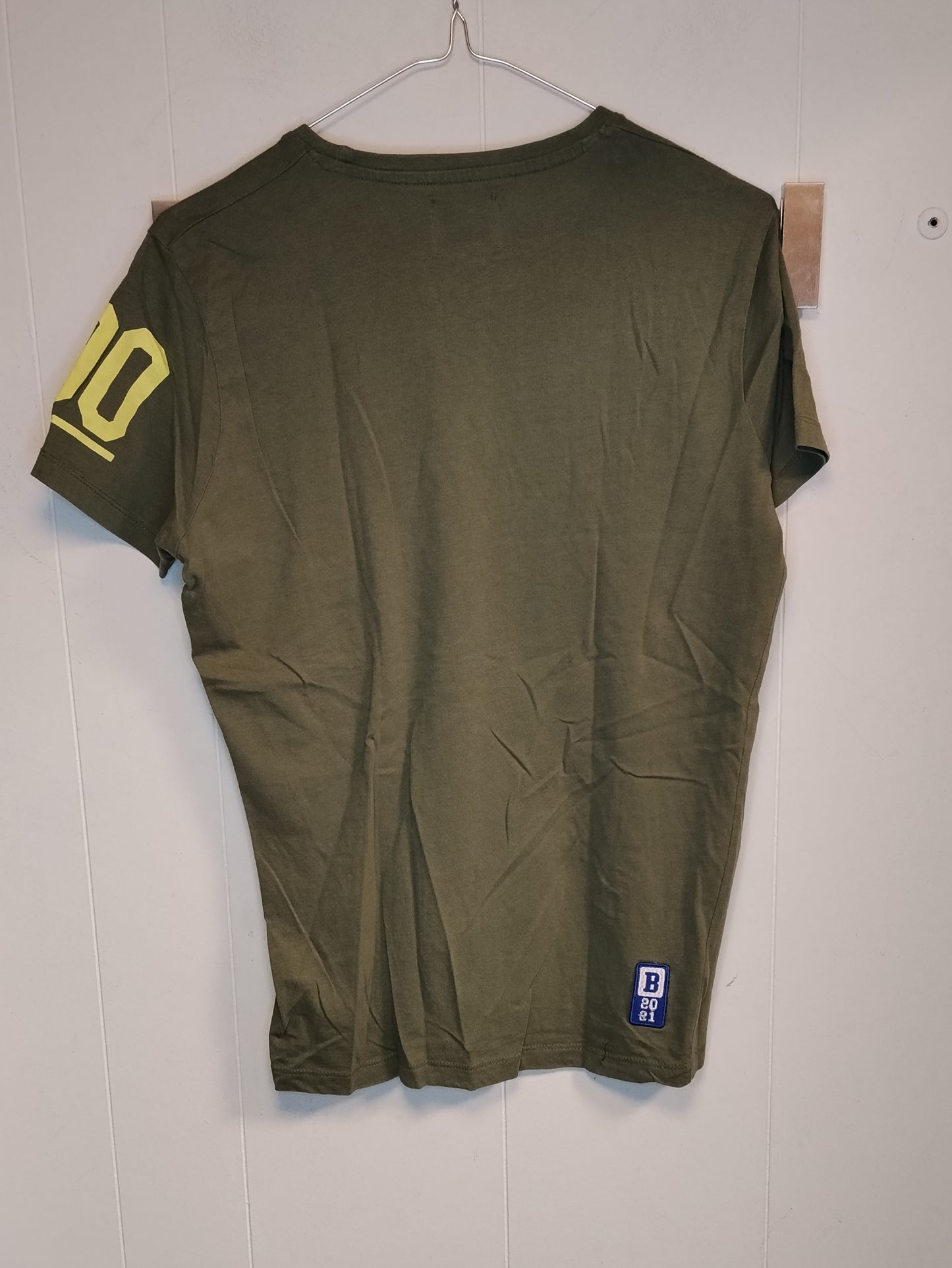 T-shirt Uomo Verde Militare con Stampa Logo Taglia S Casual