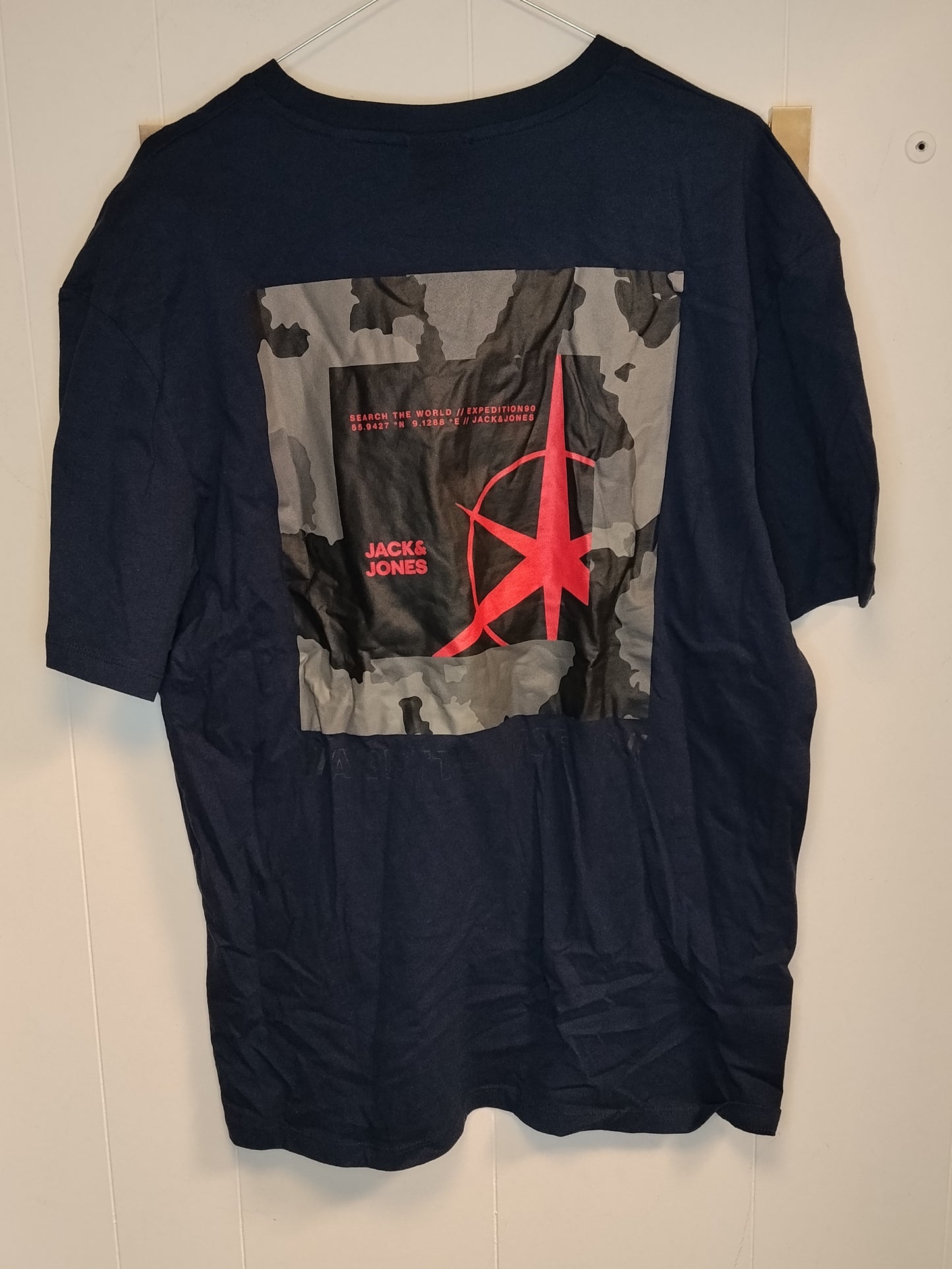 T-shirt Jack & Jones Uomo Taglia XL Blu Scuro Con Taschino Nuova con Cartellino