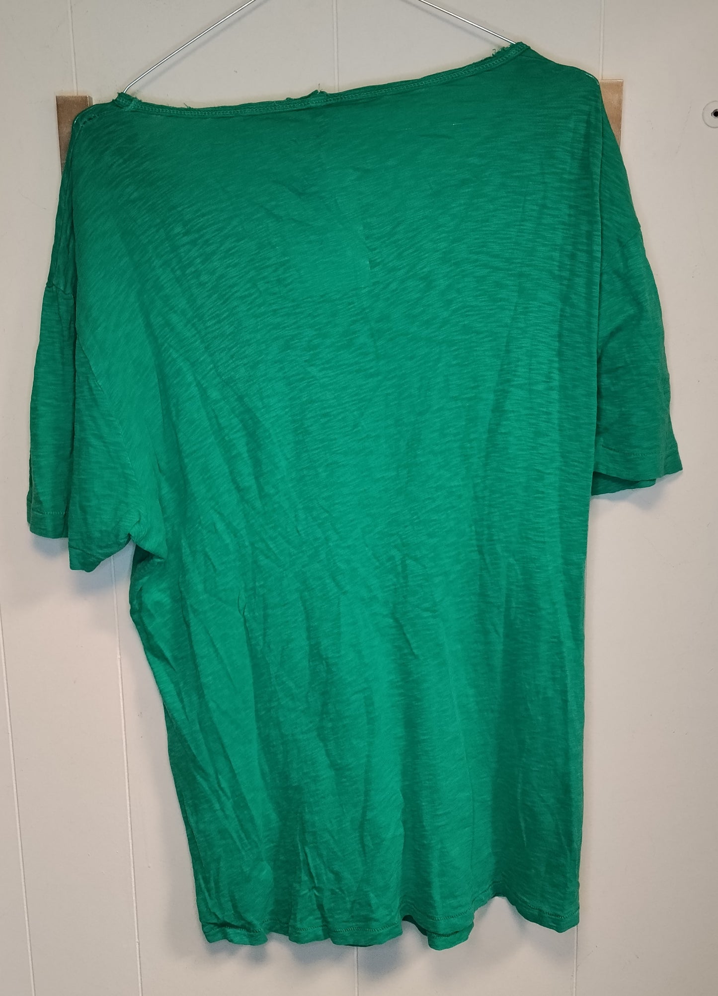 T-shirt Benetton Donna Taglia XL Verde Scollo a V Casual Leggera Estiva