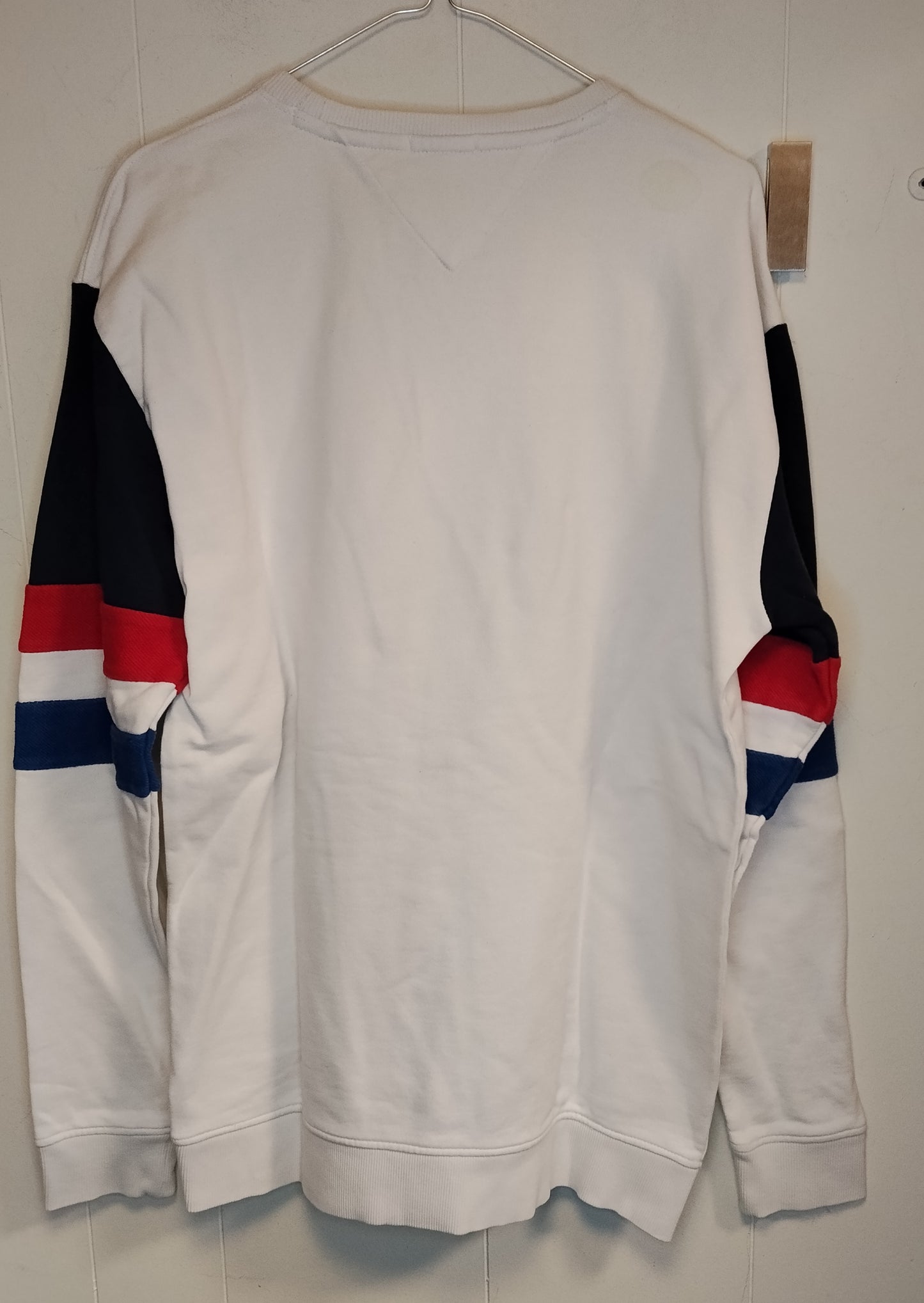 Felpa Tommy Hilfiger Donna Taglia S/M Bianca Logo Frontale Tasca Casual