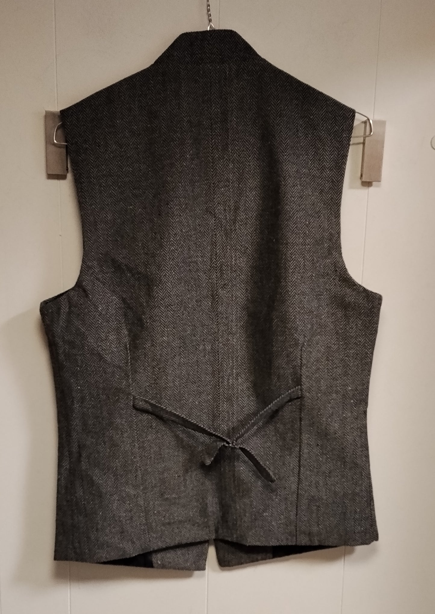 Gilet Uomo Taglia S Grigio Spigato Elegante Classico Bottoni