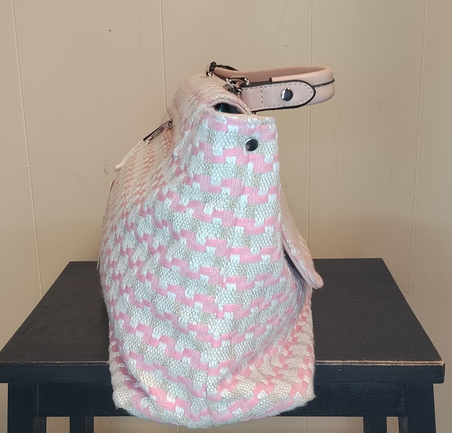 Borsa Donna Sara Moda Rosa Bianco Fantasia Nuova con Cartellino