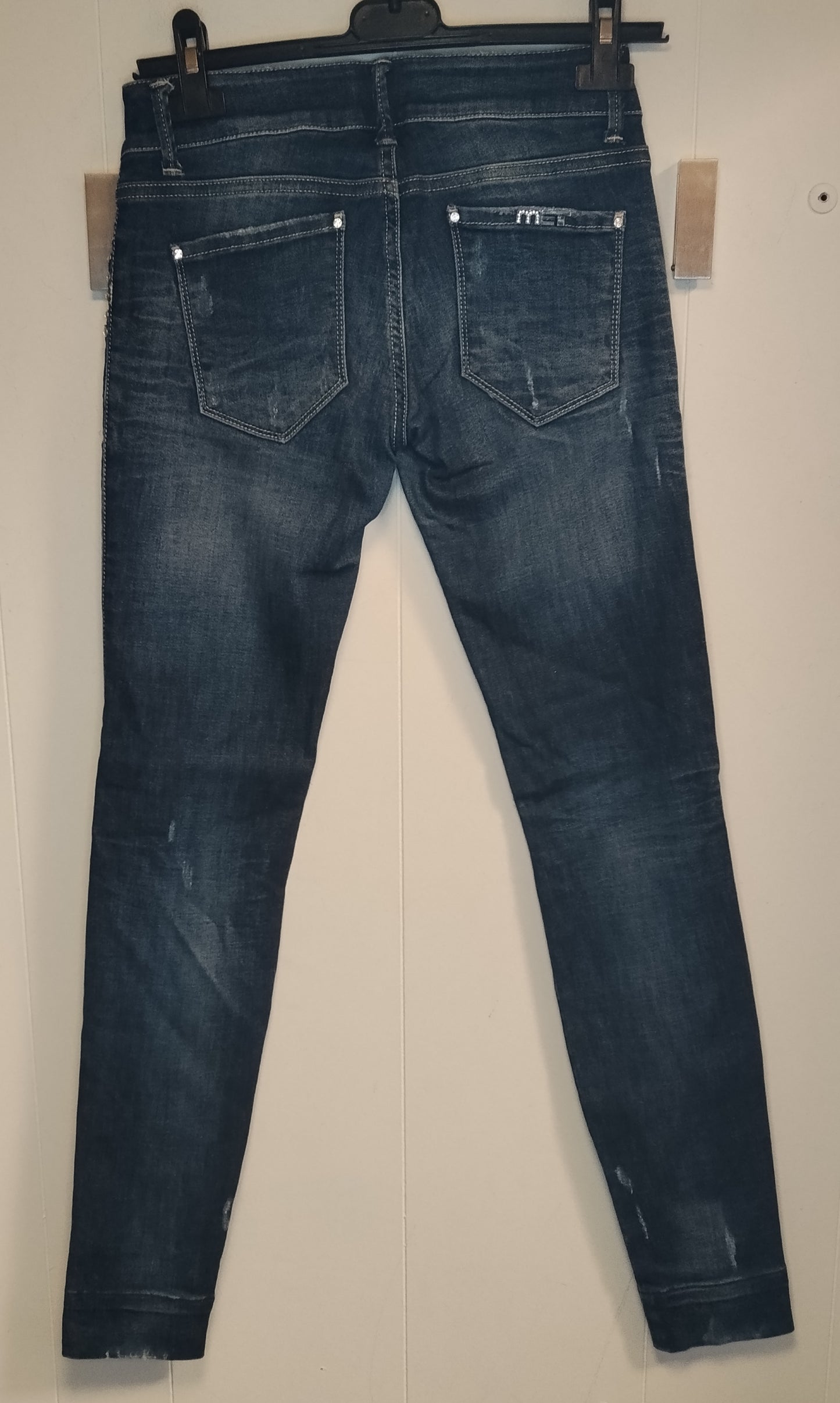 Jeans Donna MET Taglia 42 Skinny Blu Scuro Con Strass