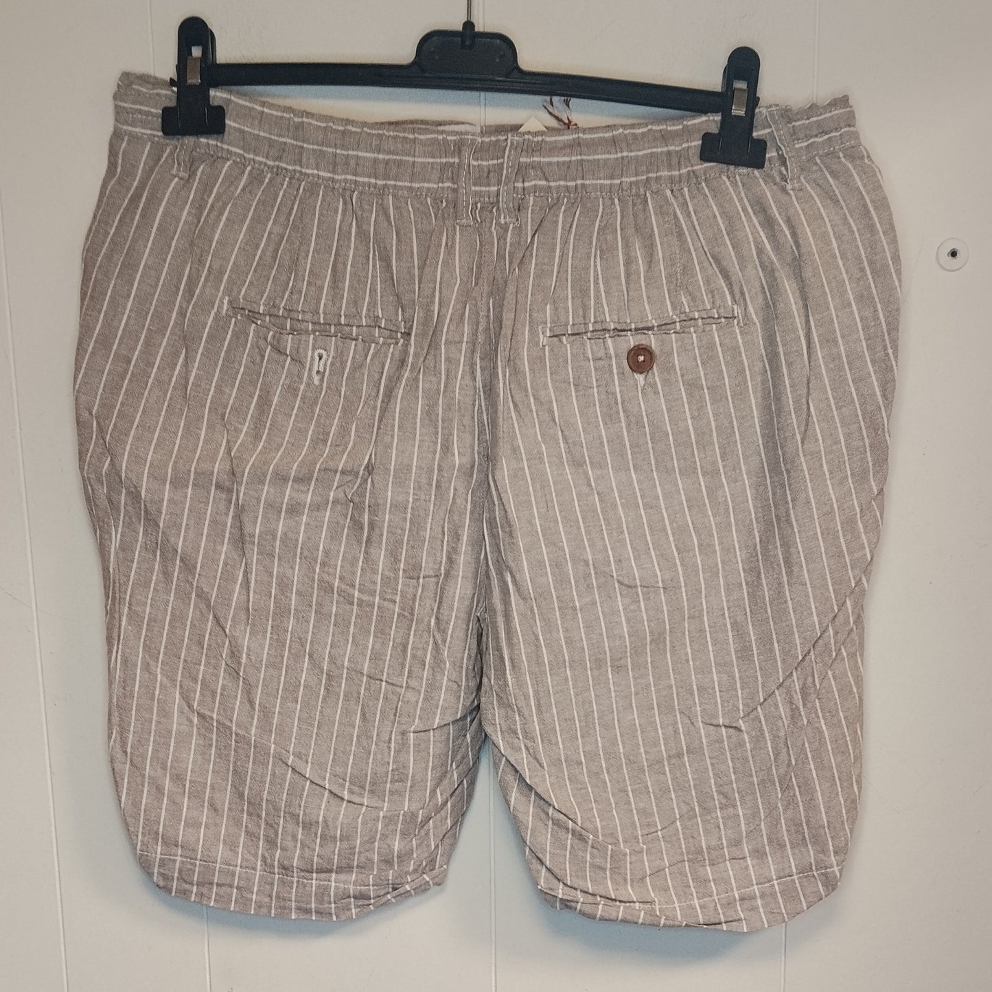 Bermuda Uomo Disculpe Taglia 54 Beige Riga Bianca Casual Estivo