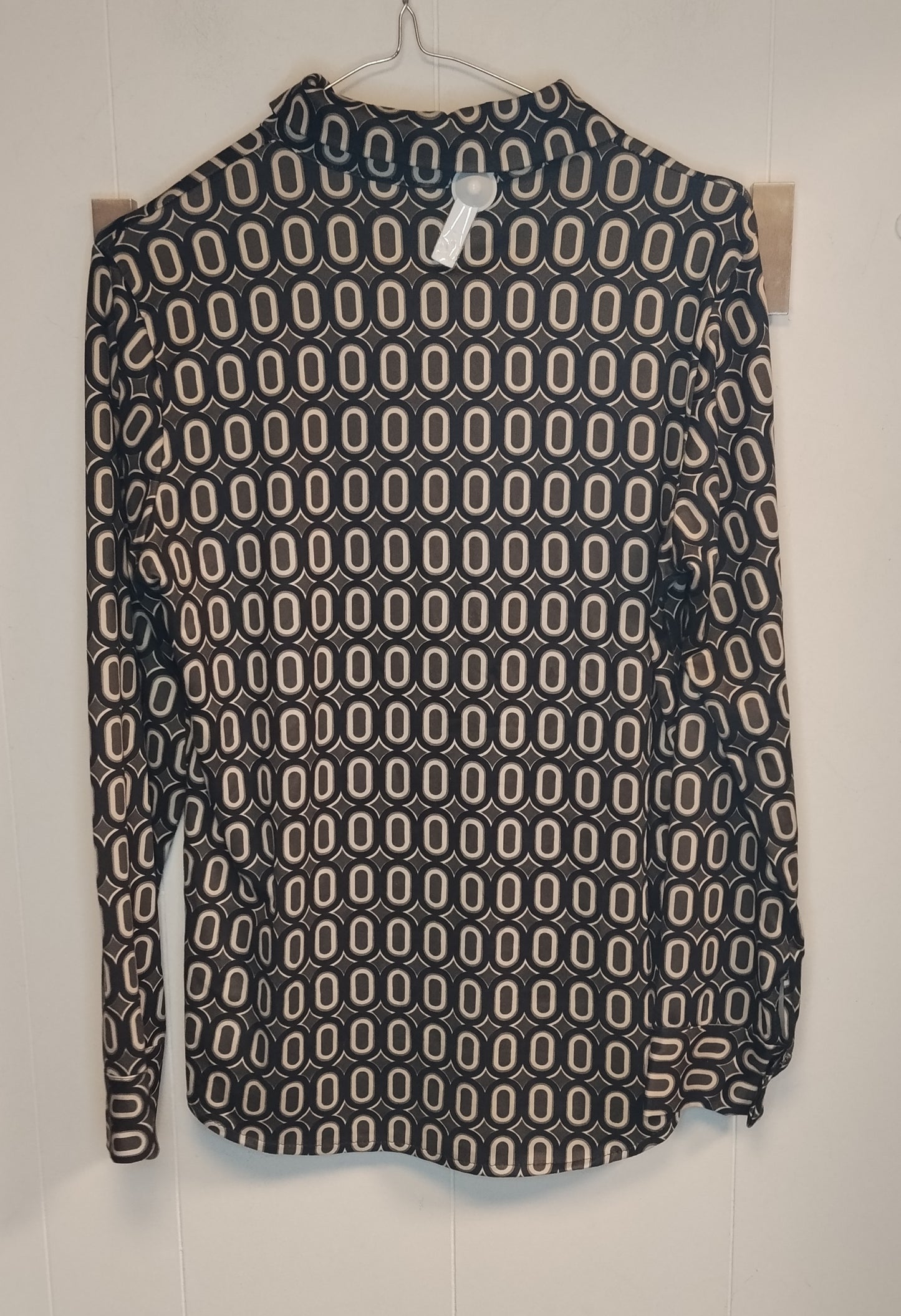 Camicia Donna Fantasia Geometrica Blu Beige Taglia L